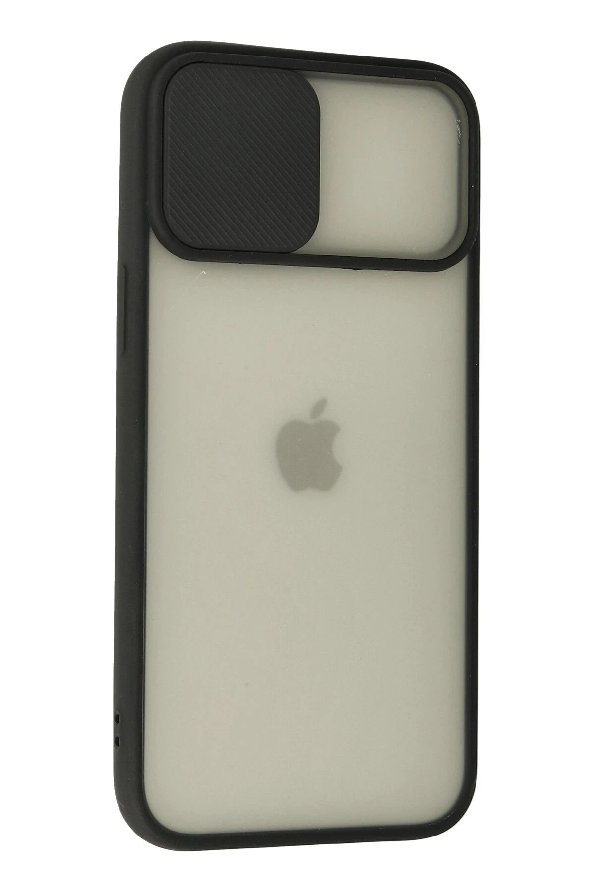 Newface iPhone 12 Pro Max Kılıf Palm Buzlu Kamera Sürgülü Silikon - Siyah