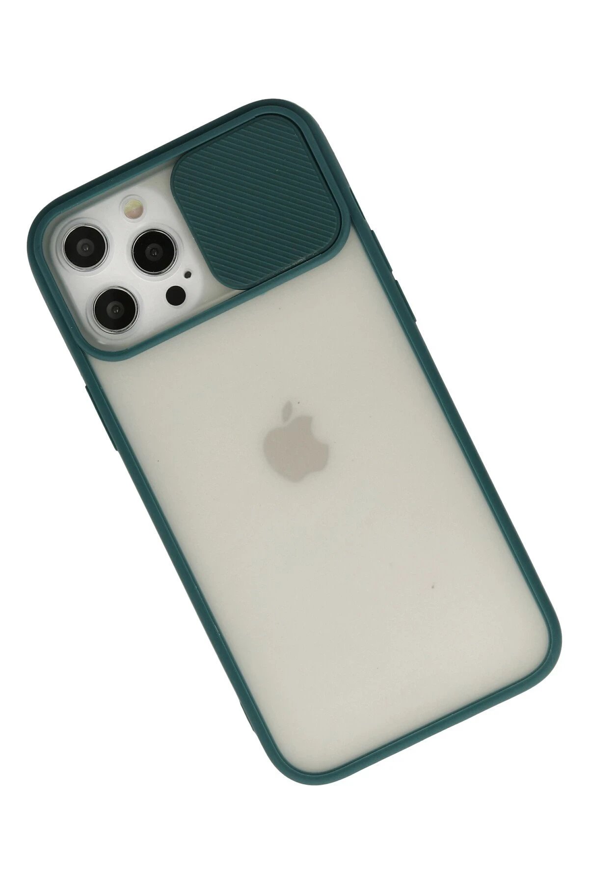 Newface iPhone 12 Pro Max Kılıf Palm Buzlu Kamera Sürgülü Silikon - Yeşil