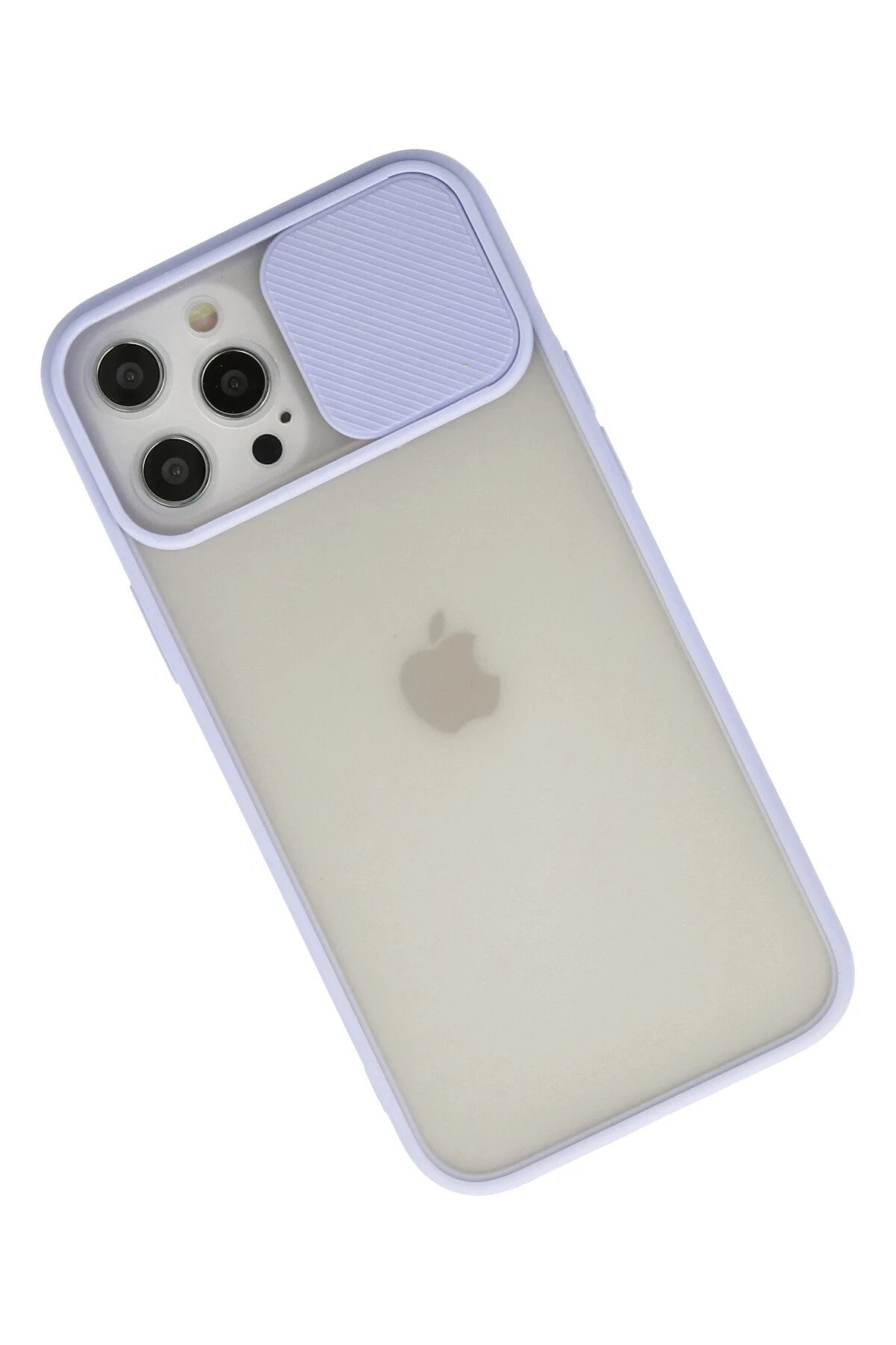 Newface iPhone 12 Pro Max Kılıf Palm Buzlu Kamera Sürgülü Silikon - Lila