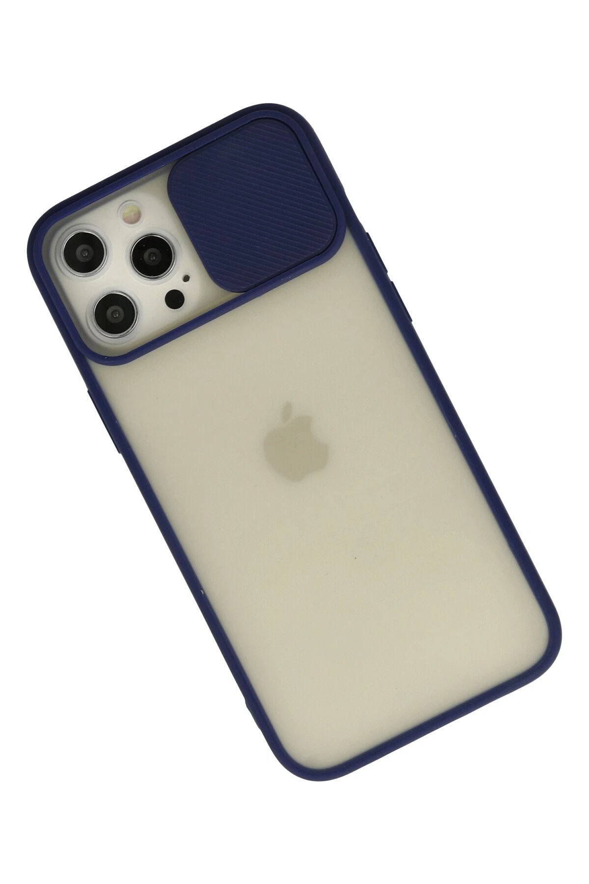 Newface iPhone 12 Pro Max Kılıf Palm Buzlu Kamera Sürgülü Silikon - Lacivert