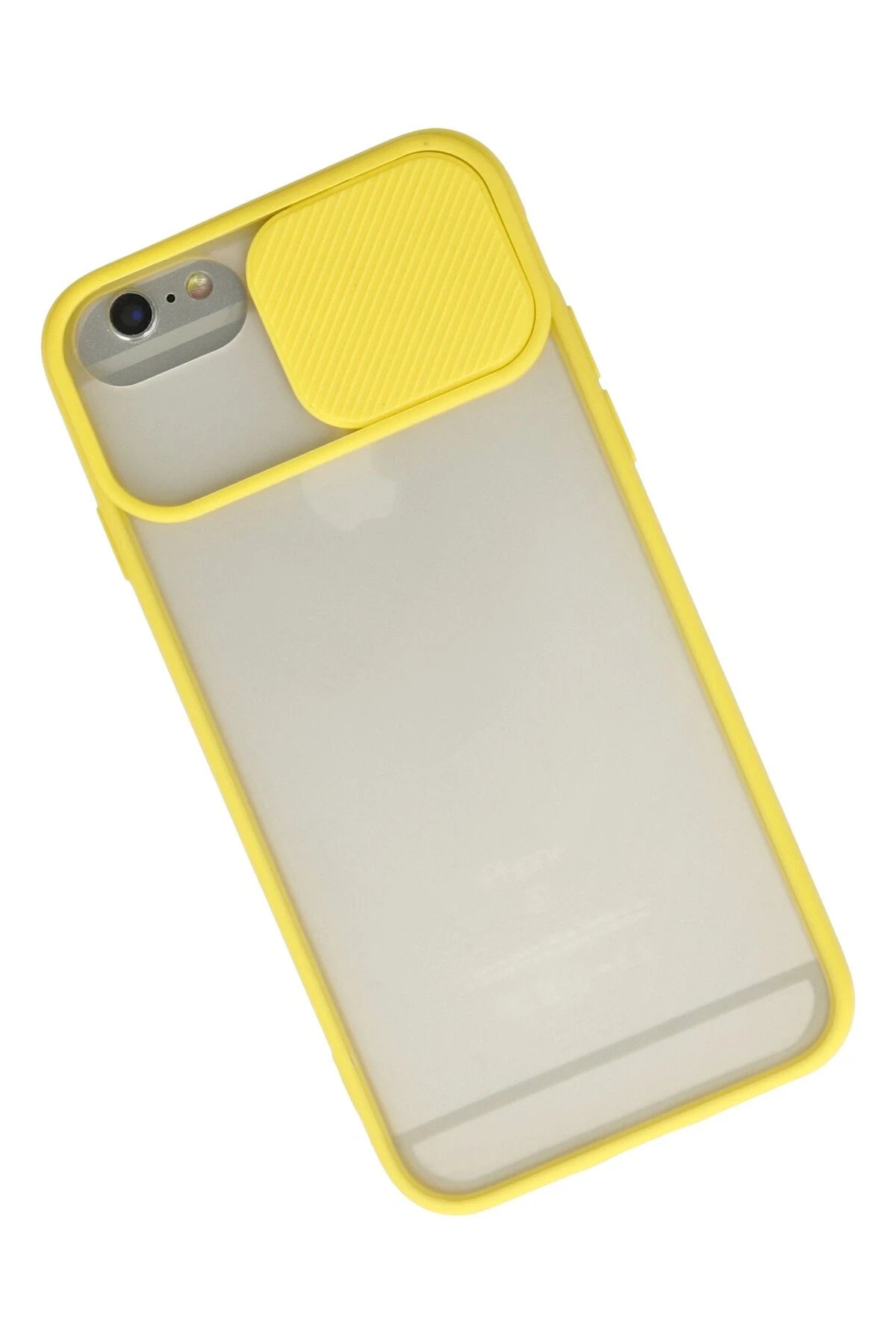 Newface iPhone 6 Kılıf Palm Buzlu Kamera Sürgülü Silikon - Sarı