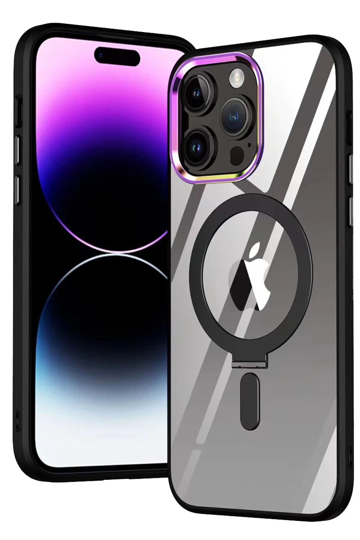 Newface iPhone 15 Pro Max Kılıf Mudo Magneticsafe Standlı Kapak - Siyah