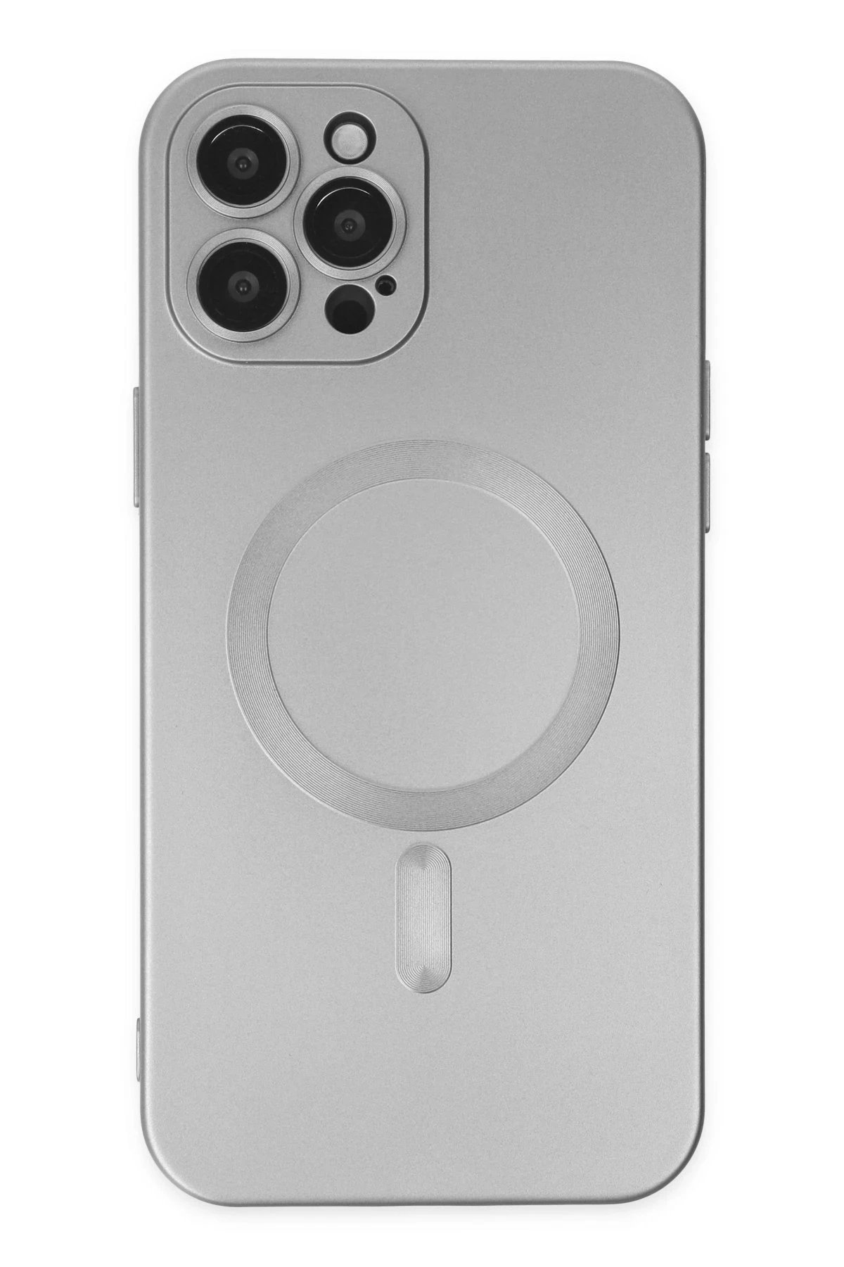Newface iPhone 12 Pro Max Kılıf Moshi Lens Magneticsafe Silikon - Gümüş