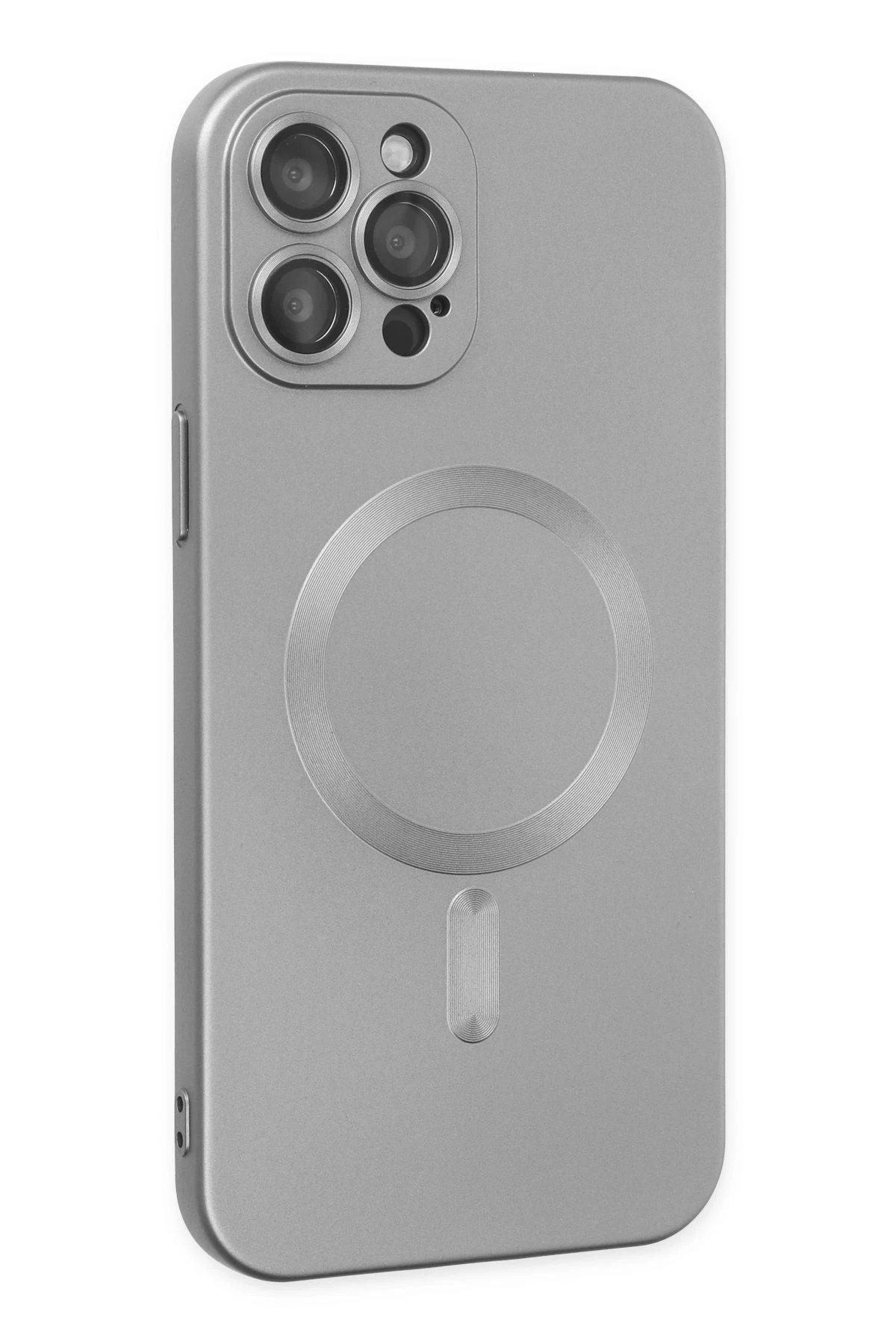 Newface iPhone 12 Pro Max Kılıf Moshi Lens Magneticsafe Silikon - Gümüş