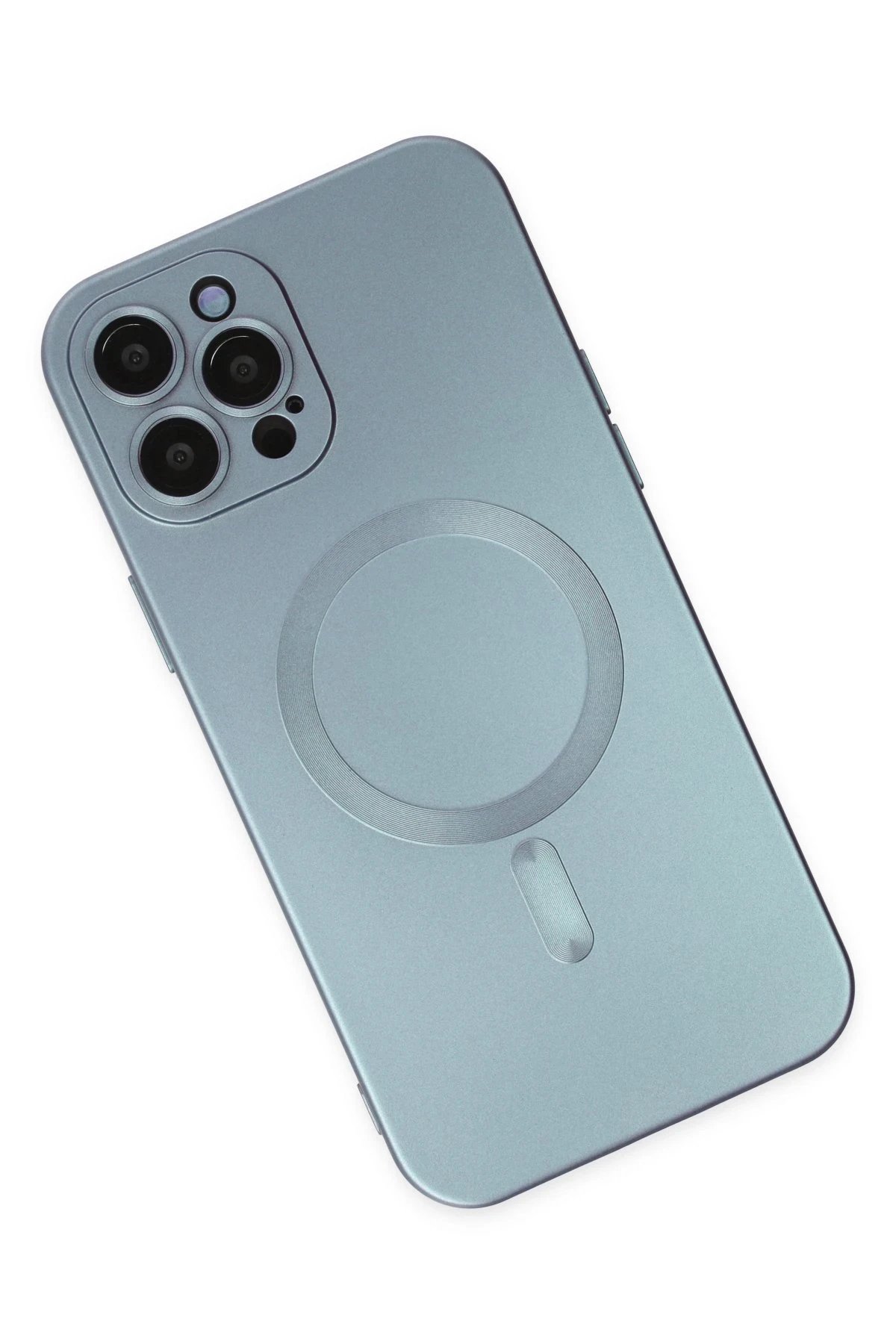 Newface iPhone 12 Pro Max Kılıf Moshi Lens Magneticsafe Silikon - Sierra Blue