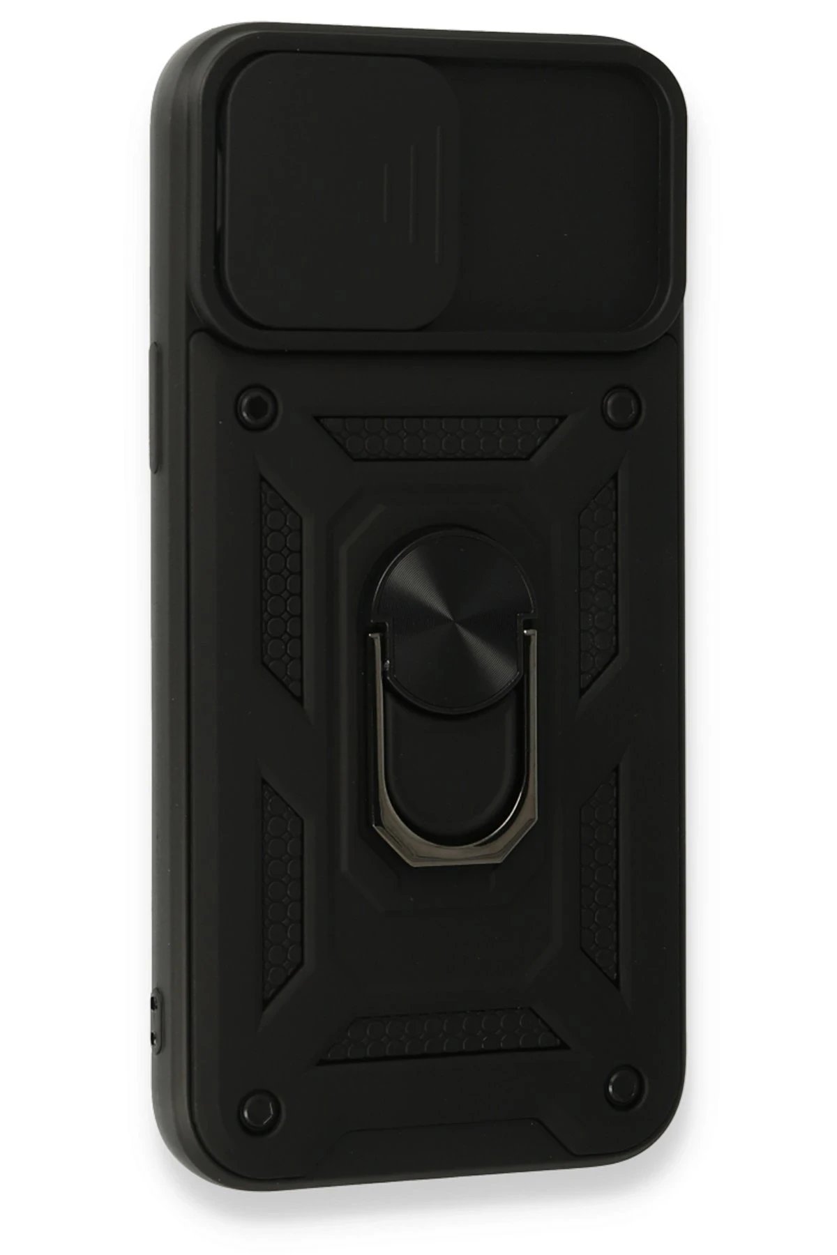 Newface iPhone 15 Pro Max Kılıf Pars Lens Yüzüklü Silikon - Siyah