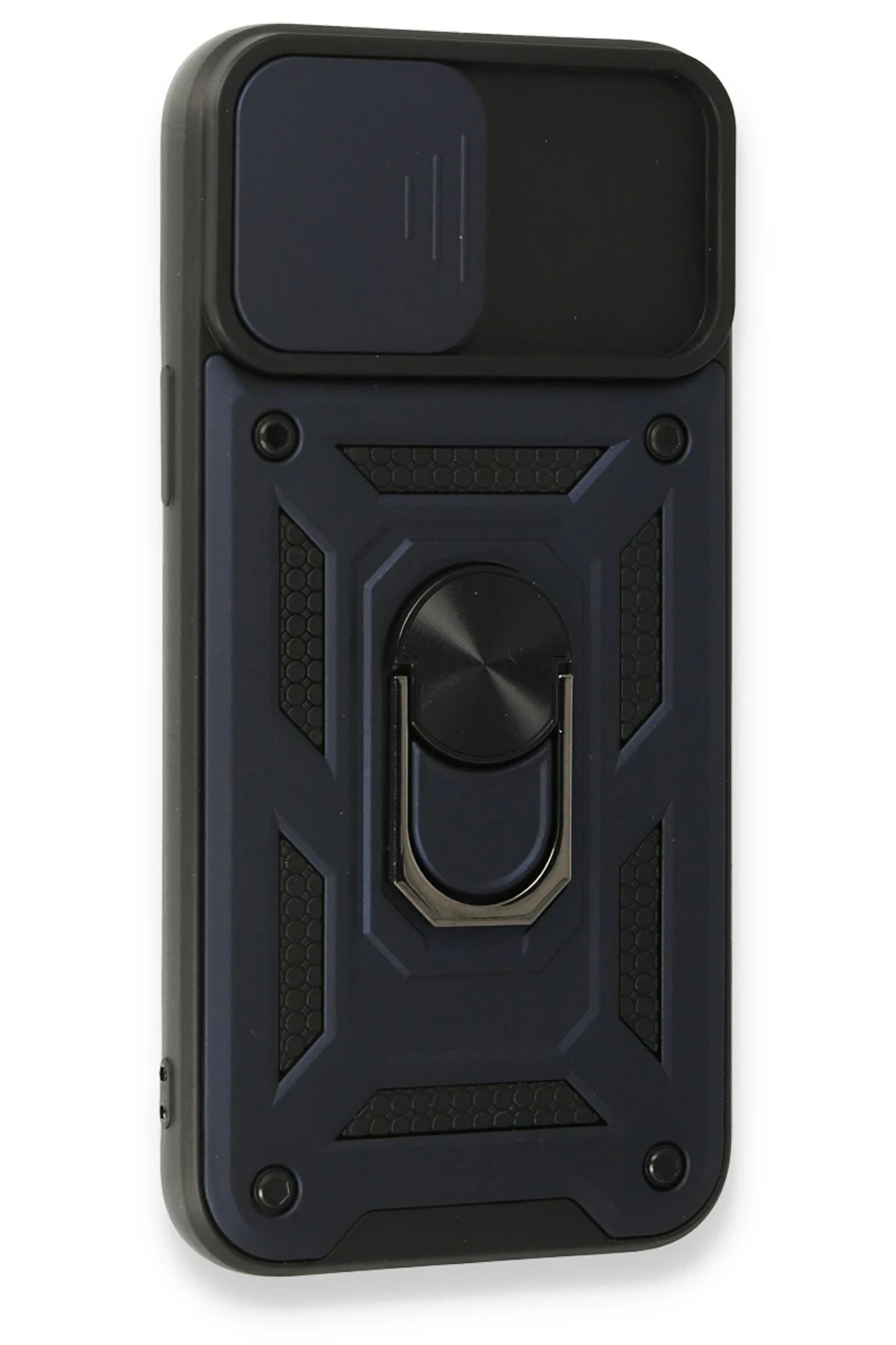 Newface iPhone 15 Pro Max Kılıf Pars Lens Yüzüklü Silikon - Lacivert