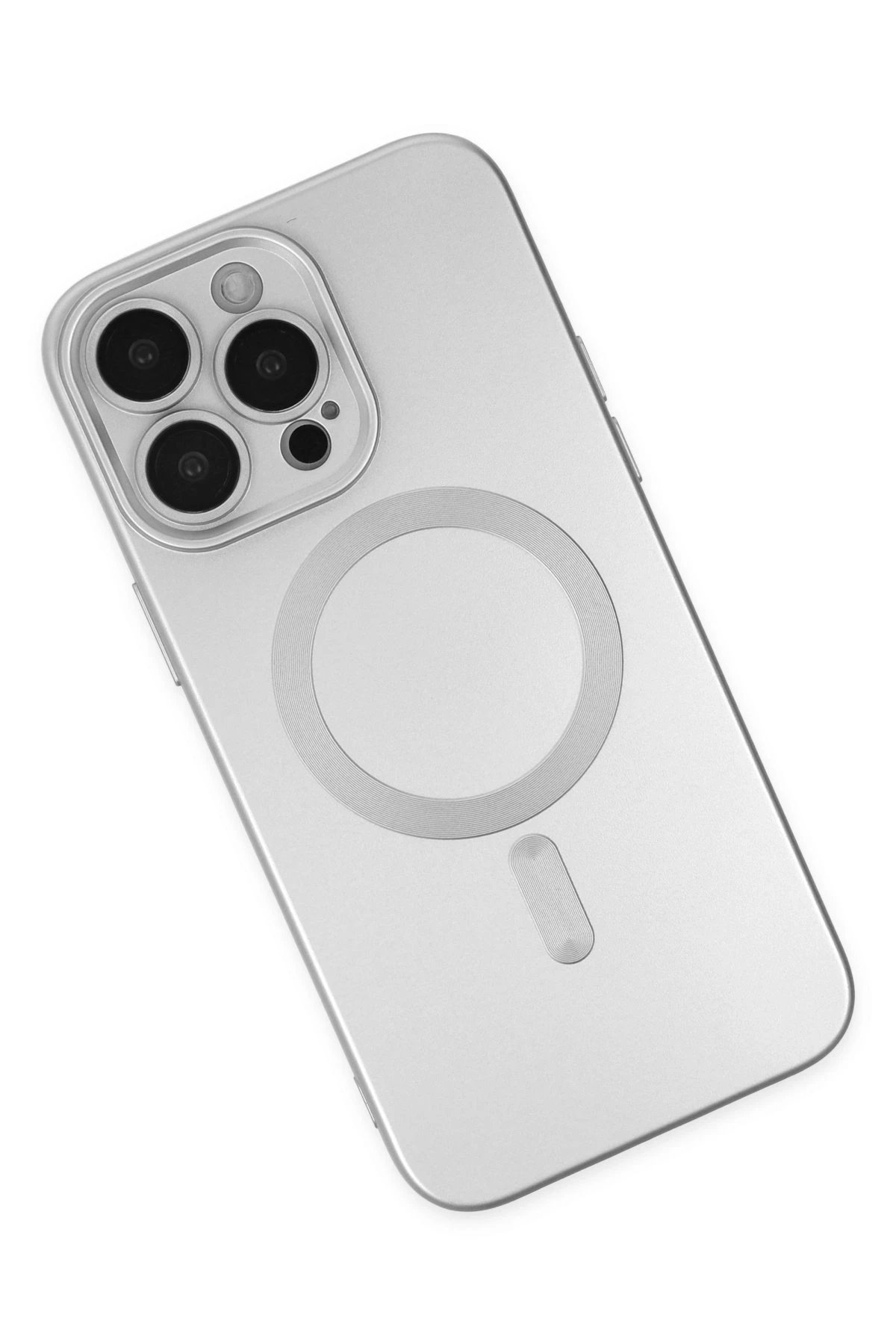 Newface iPhone 13 Pro Max Kılıf Moshi Lens Magneticsafe Silikon - Gümüş