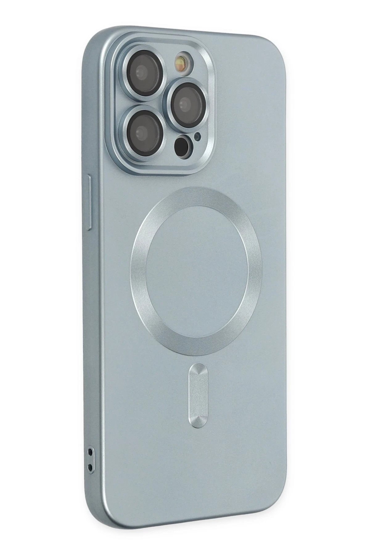 Newface iPhone 14 Pro Kılıf Moshi Lens Magneticsafe Silikon - Sierra Blue