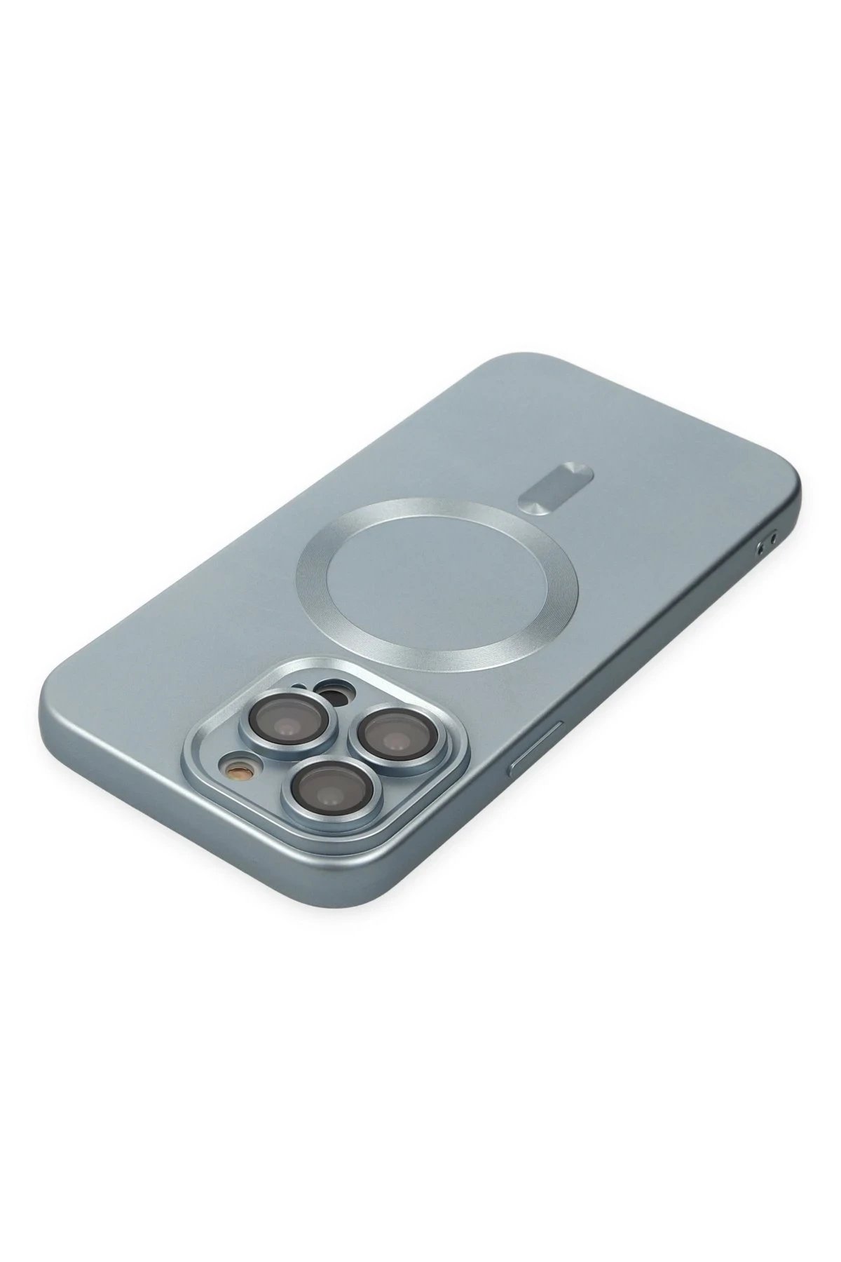 Newface iPhone 14 Pro Kılıf Moshi Lens Magneticsafe Silikon - Sierra Blue