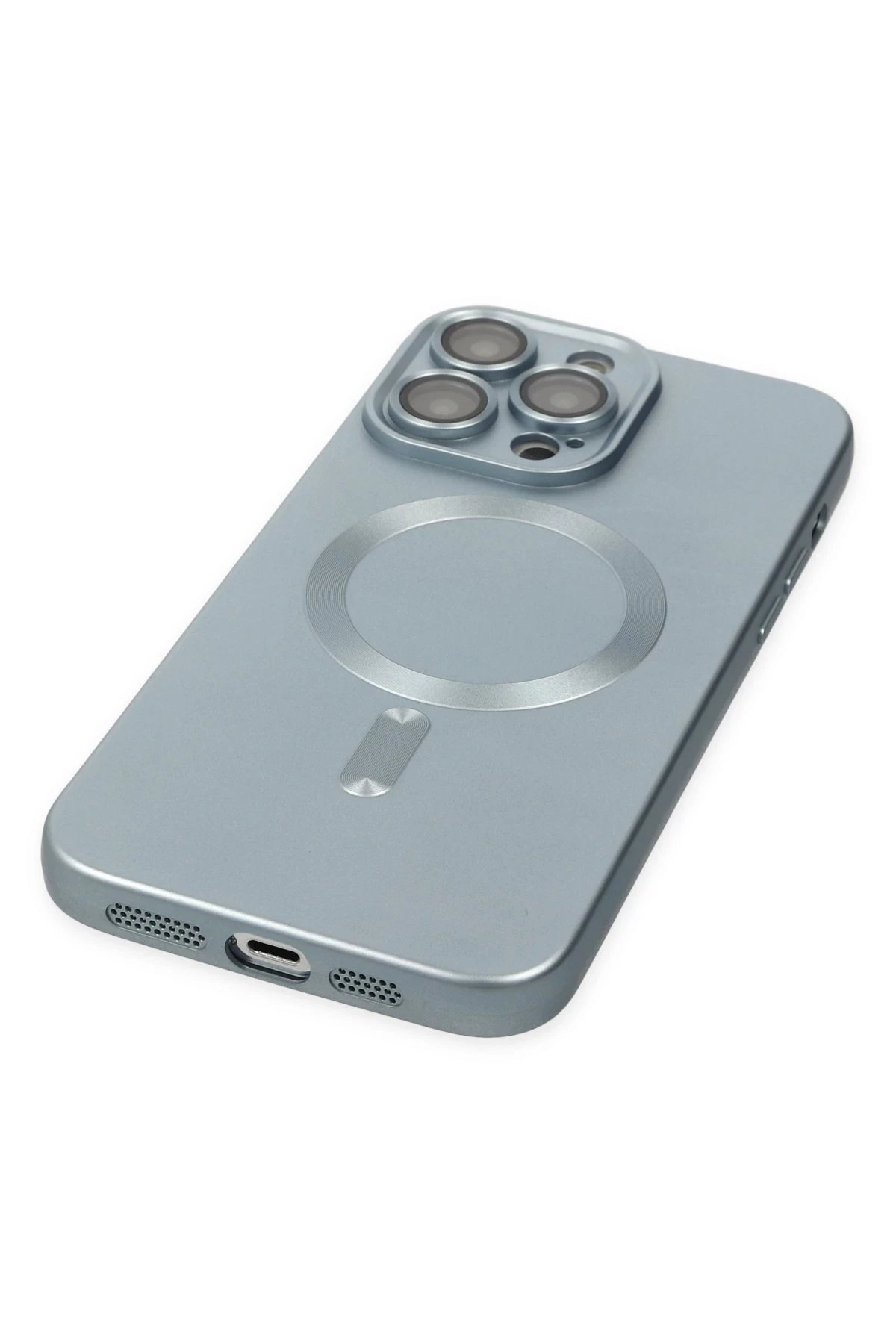Newface iPhone 14 Pro Kılıf Moshi Lens Magneticsafe Silikon - Sierra Blue