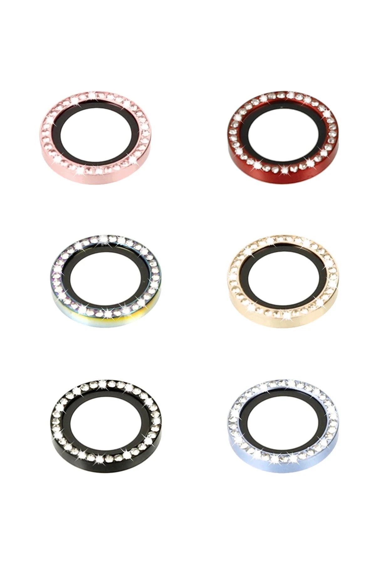 Newface iPhone 14 Diamond Kamera Lens - Pembe