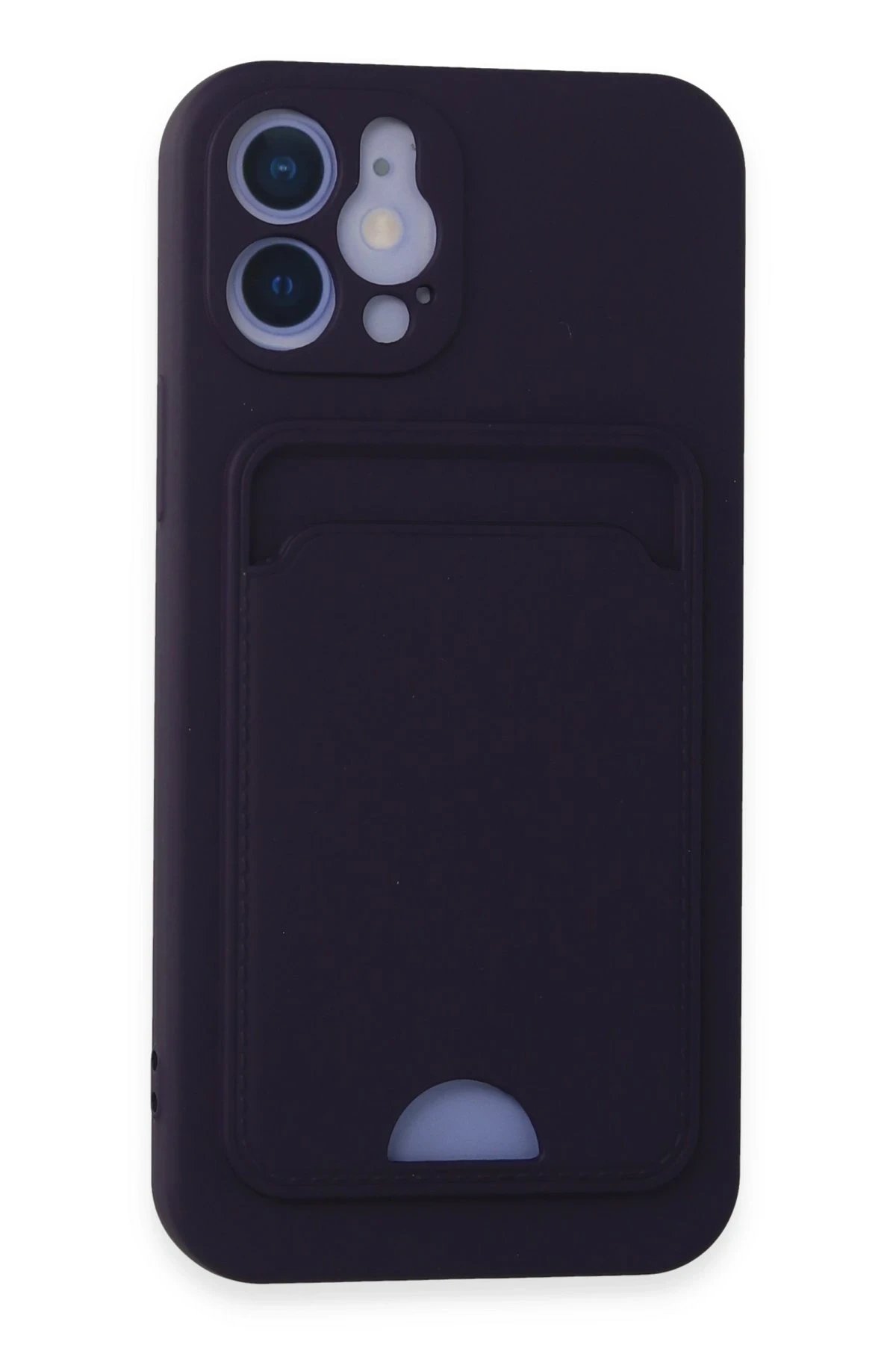 Newface iPhone 12 Kılıf Kelvin Kartvizitli Silikon - Derin Mor