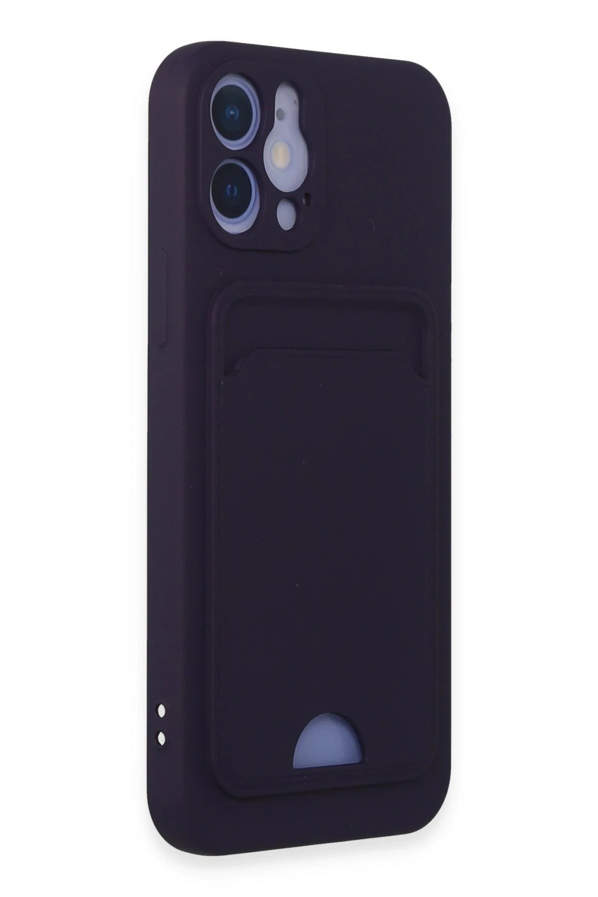 Newface iPhone 12 Kılıf Kelvin Kartvizitli Silikon - Derin Mor