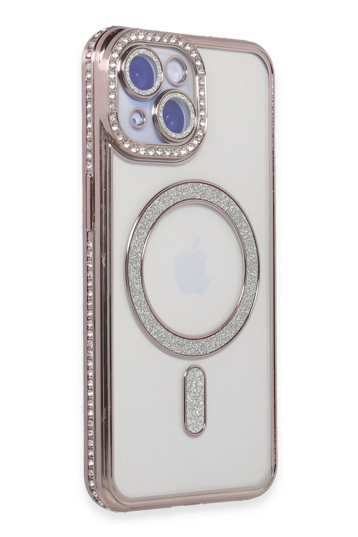 Newface iPhone 15 Kılıf Joke Simli Magneticsafe Kılıf - Pembe