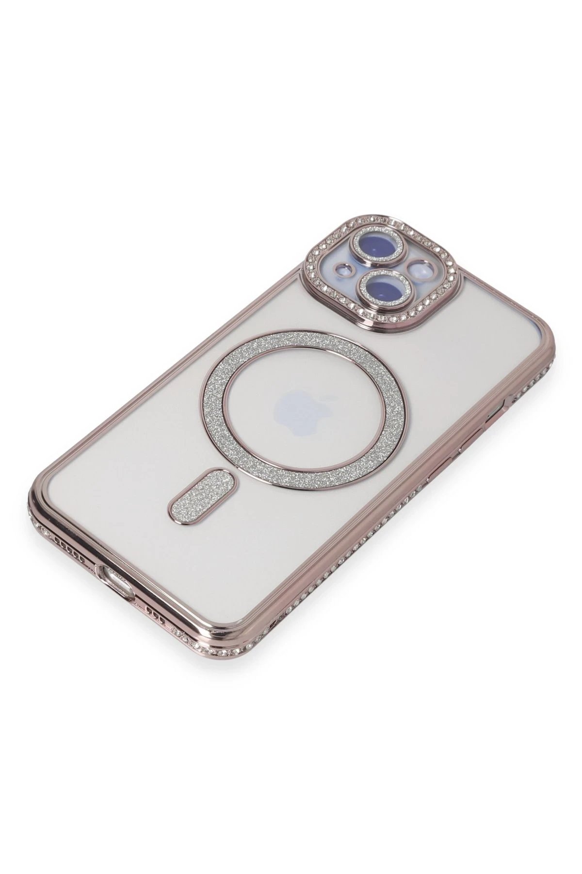 Newface iPhone 15 Kılıf Joke Simli Magneticsafe Kılıf - Pembe