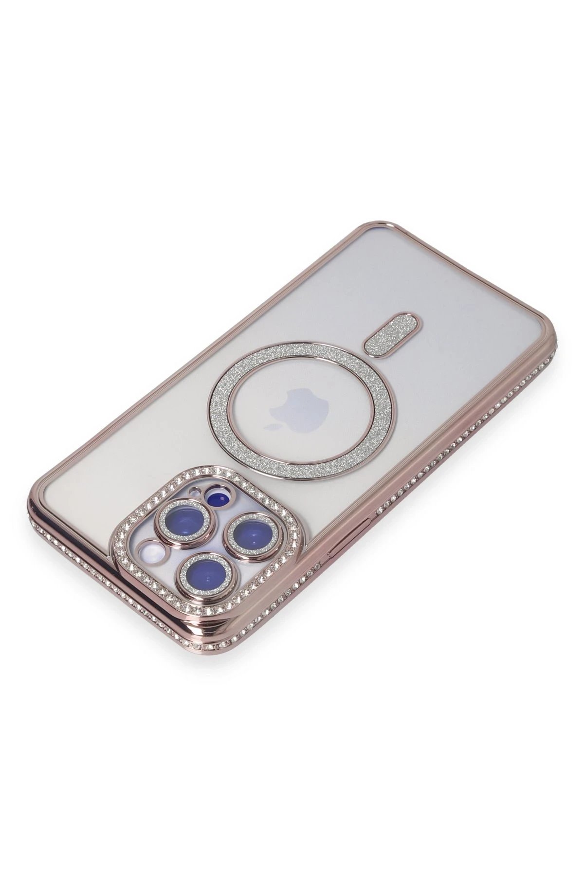 Newface iPhone 15 Pro Max Kılıf Joke Simli Magneticsafe Kılıf - Pembe