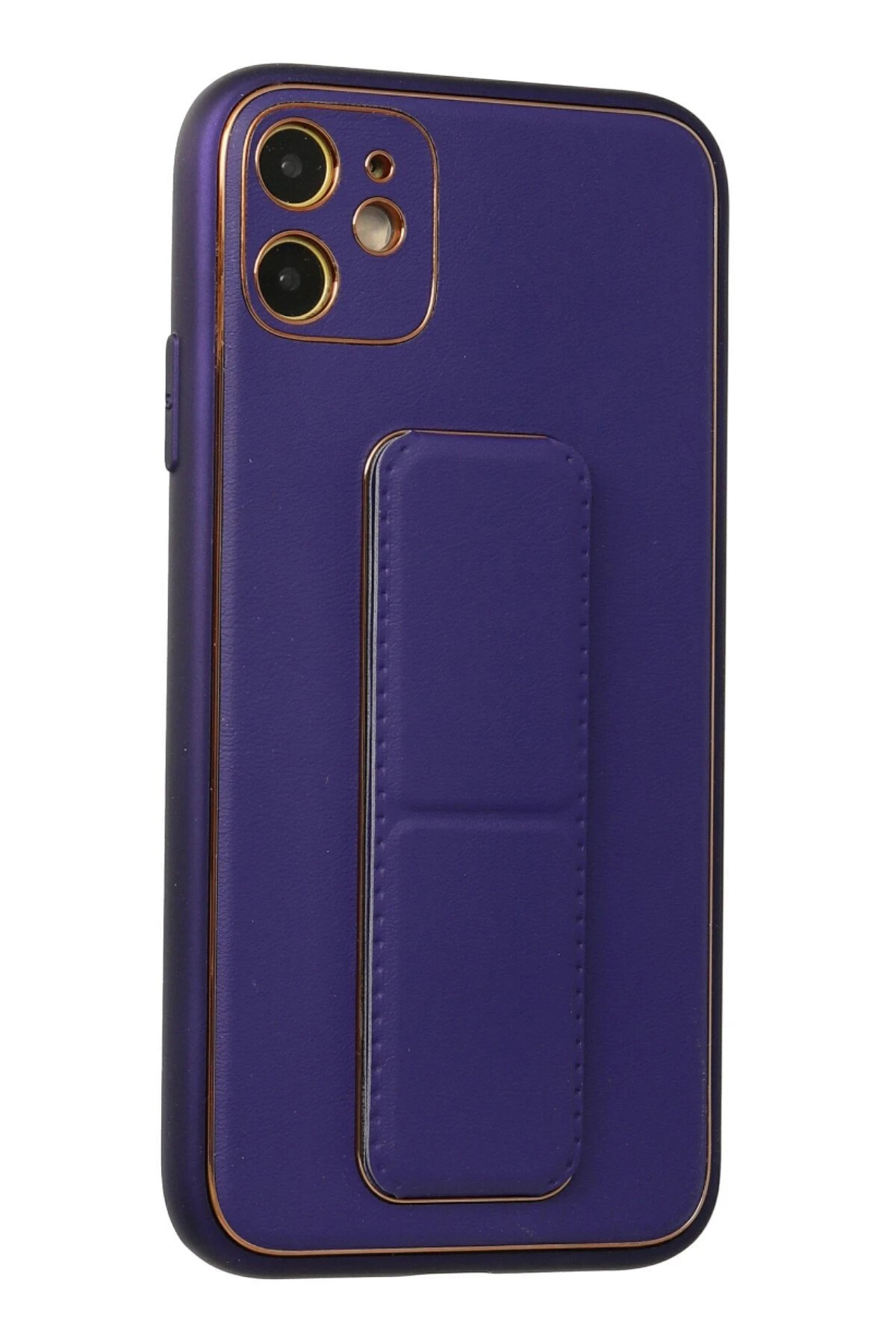 Newface iPhone 12 Kılıf Coco Deri Standlı Kapak - Mor