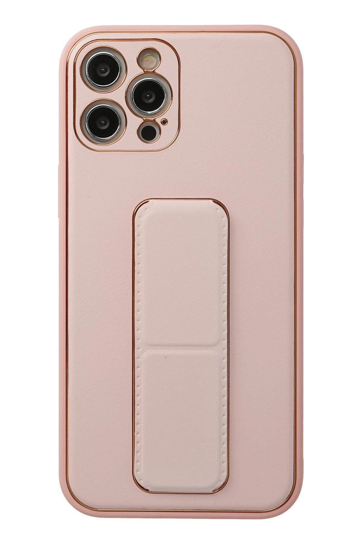 Newface iPhone 12 Pro Kılıf Coco Deri Standlı Kapak - Pembe