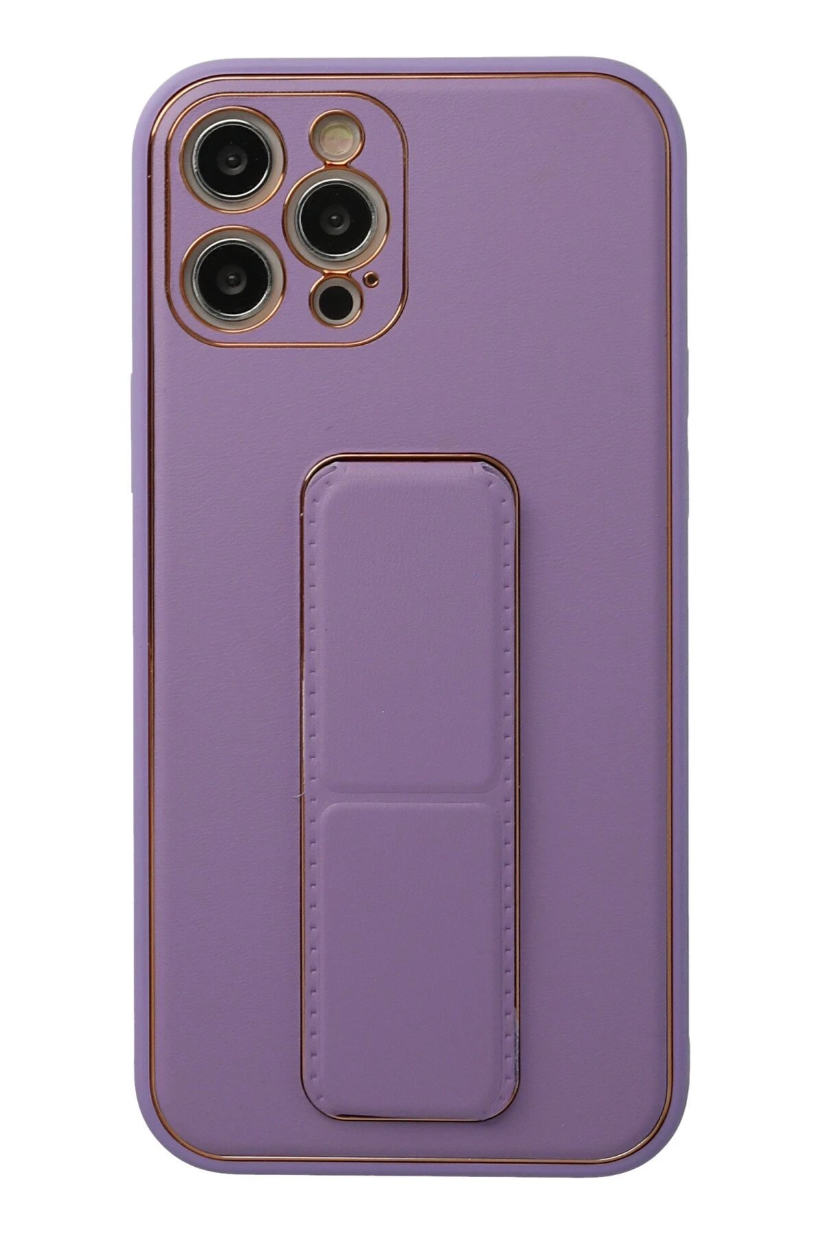 Newface iPhone 12 Pro Kılıf Coco Deri Standlı Kapak - Lila