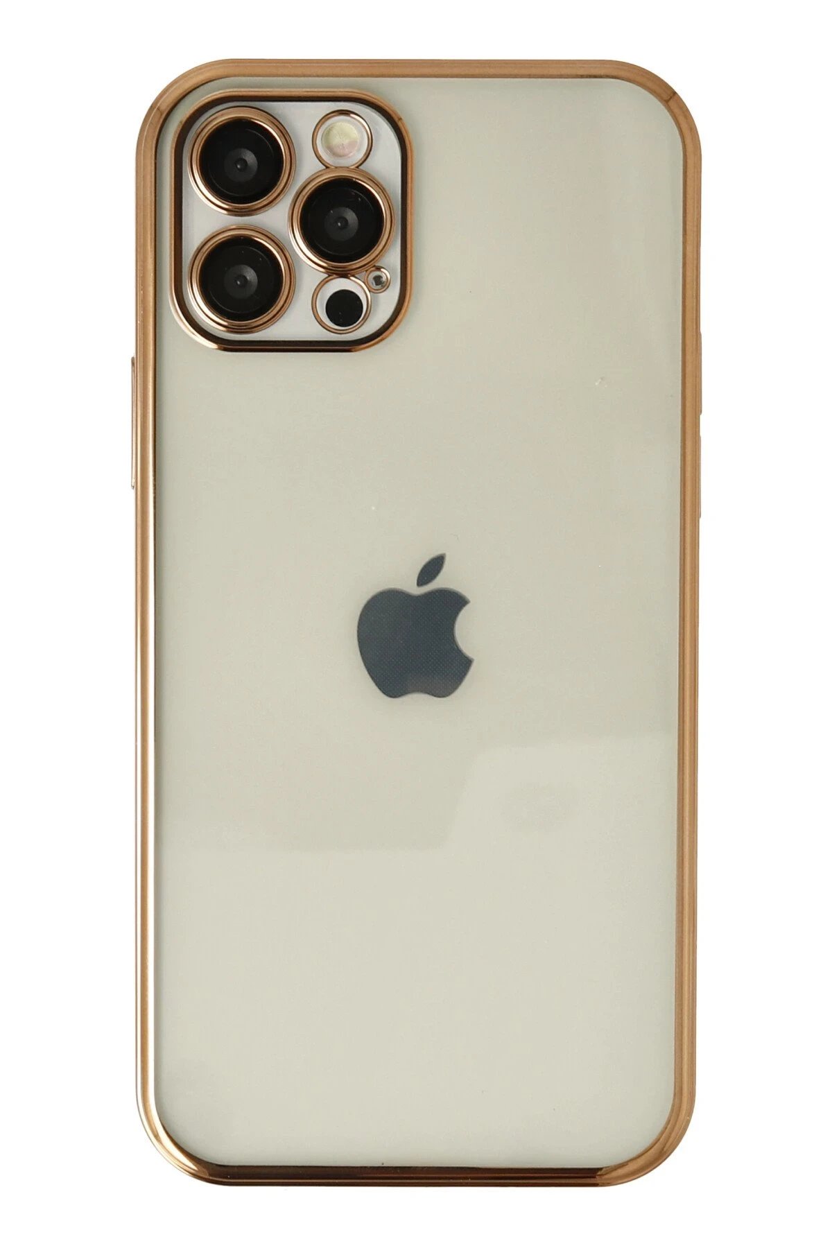 Newface iPhone 12 Pro Kılıf Razer Lensli Silikon - Gold