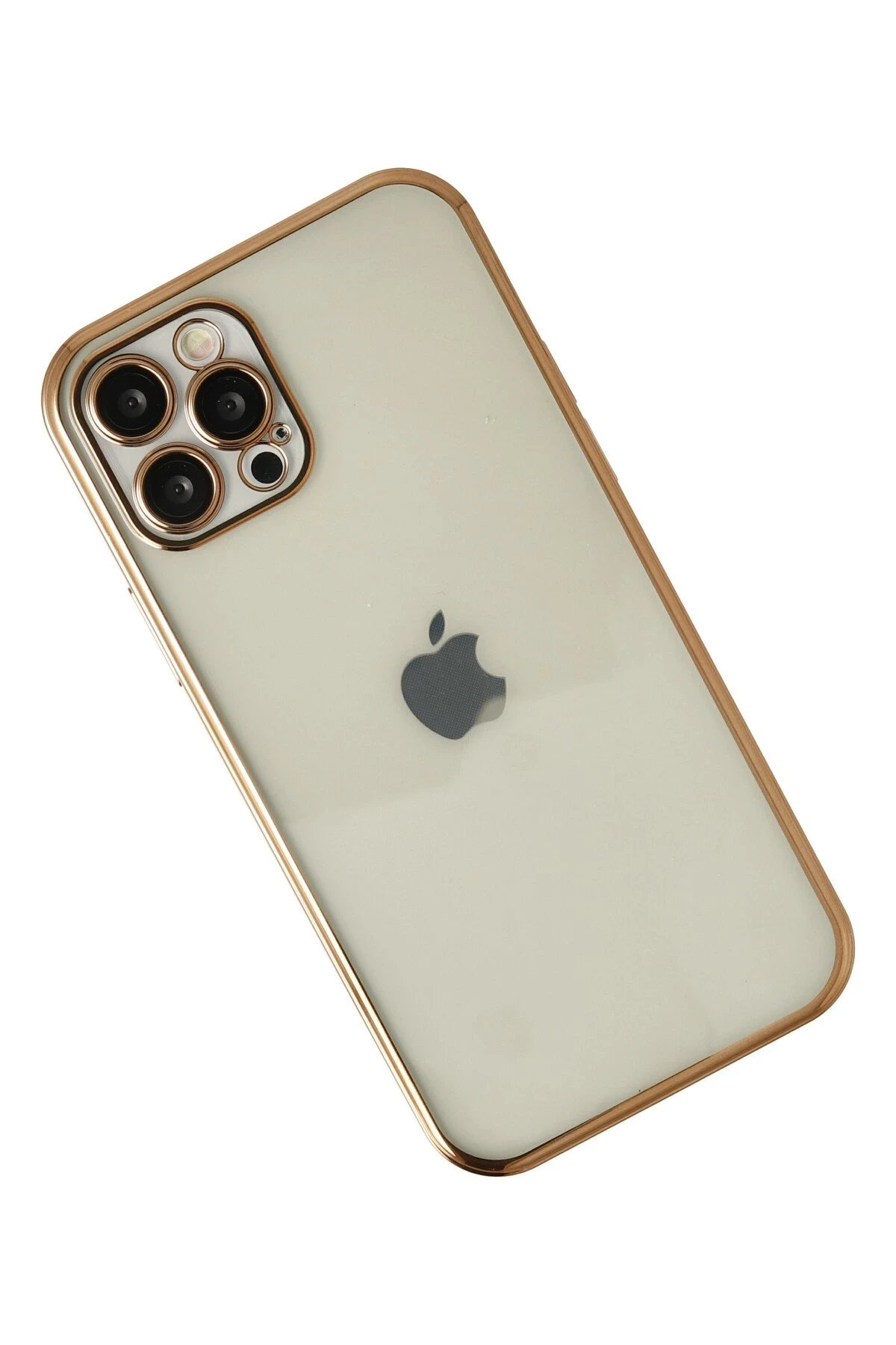 Newface iPhone 12 Pro Kılıf Razer Lensli Silikon - Gold