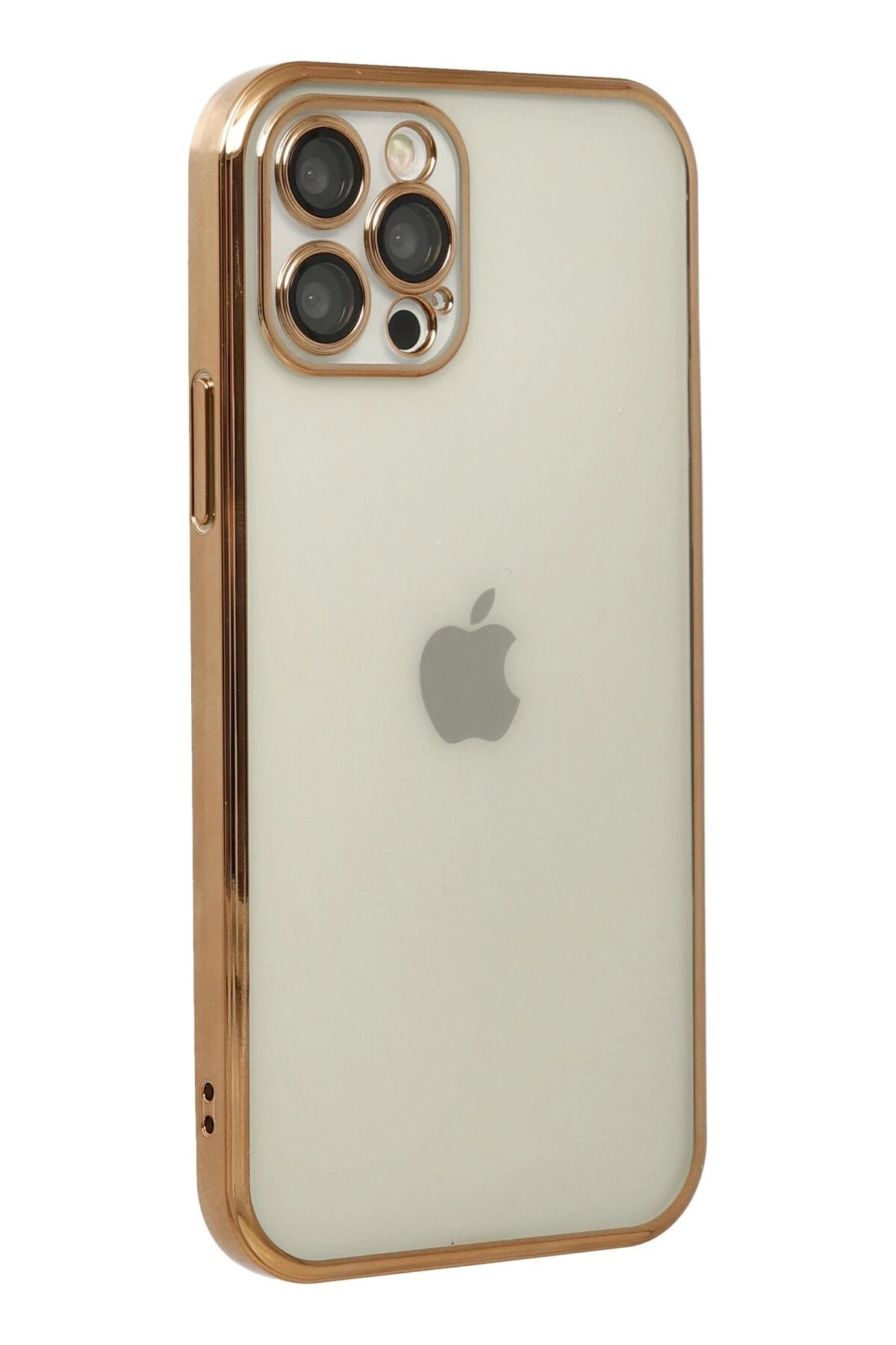 Newface iPhone 12 Pro Kılıf Razer Lensli Silikon - Gold