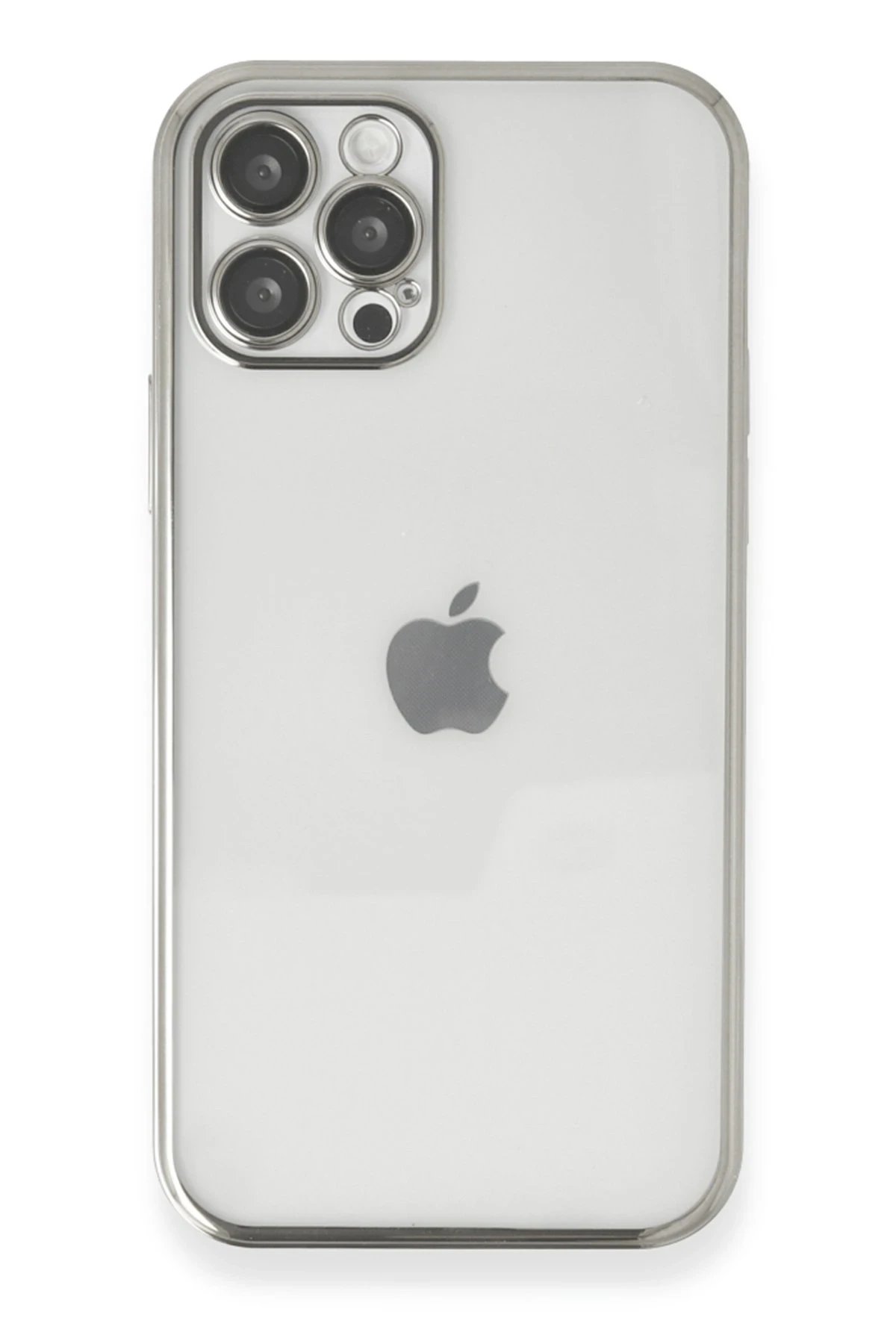 Newface iPhone 12 Pro Max Kılıf Razer Lensli Silikon - Gümüş