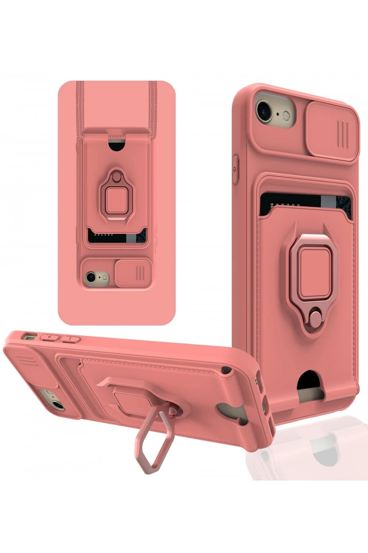 Newface iPhone 6 Kılıf Zuma Kartvizitli Yüzüklü Silikon - Pembe