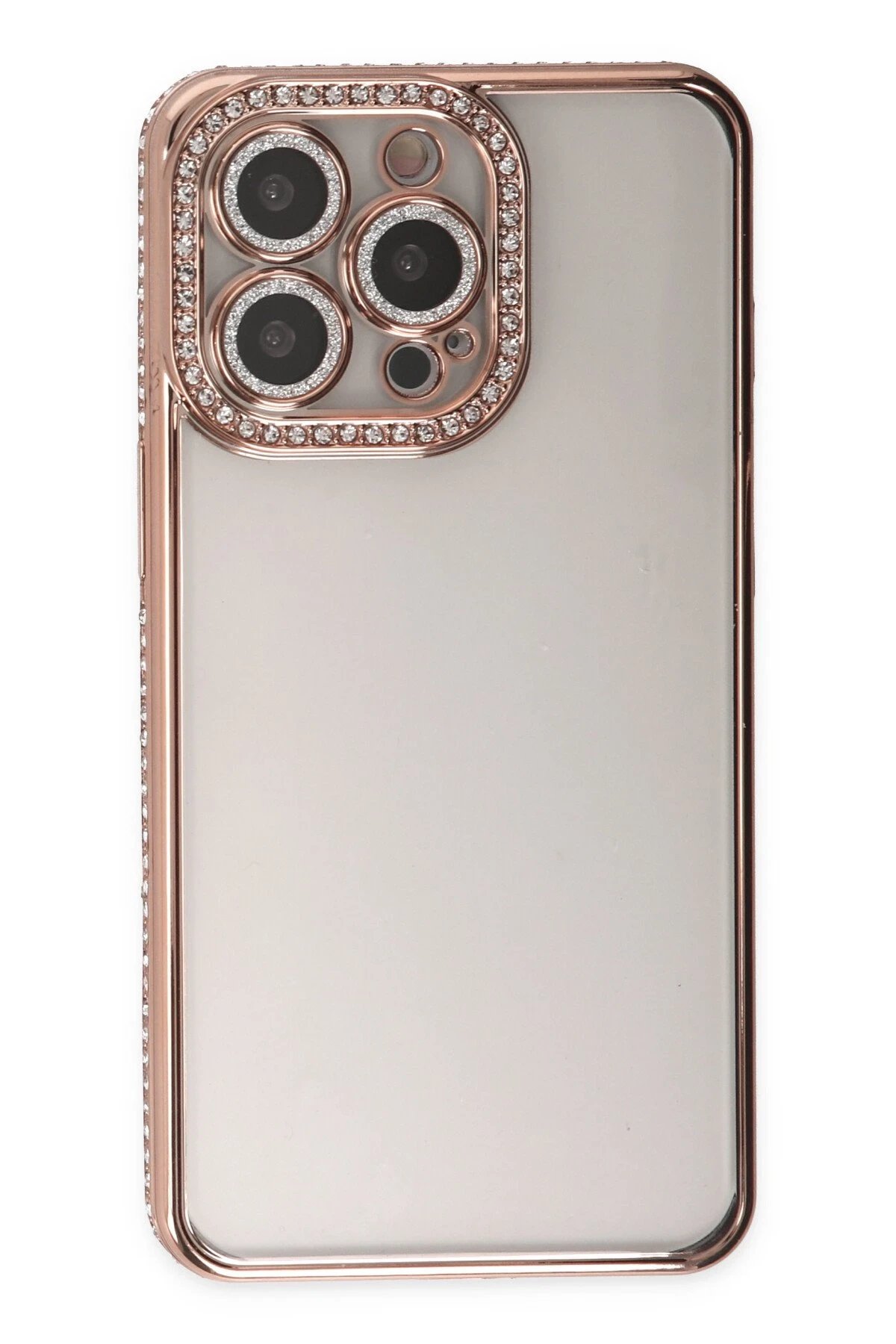 Newface iPhone 14 Pro Kılıf Joke Taşlı Silikon - Pembe