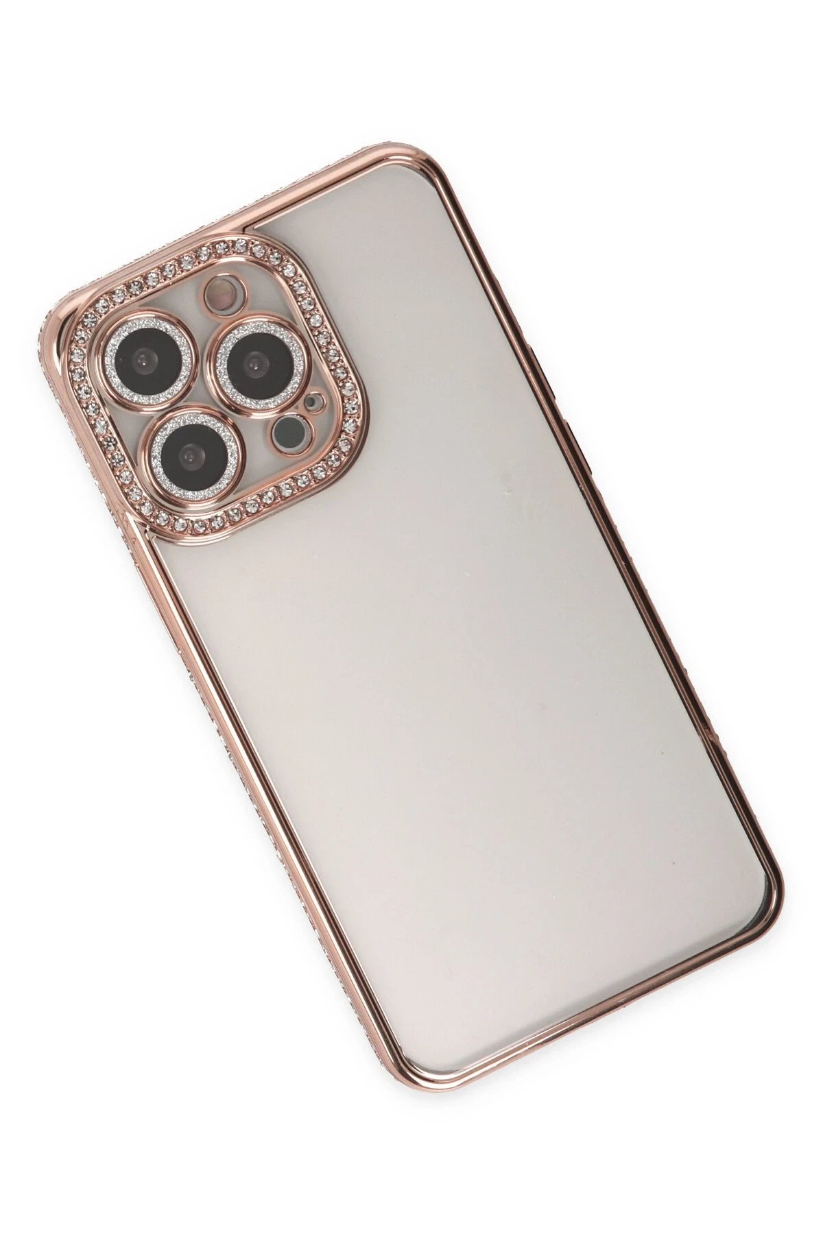 Newface iPhone 14 Pro Kılıf Joke Taşlı Silikon - Pembe