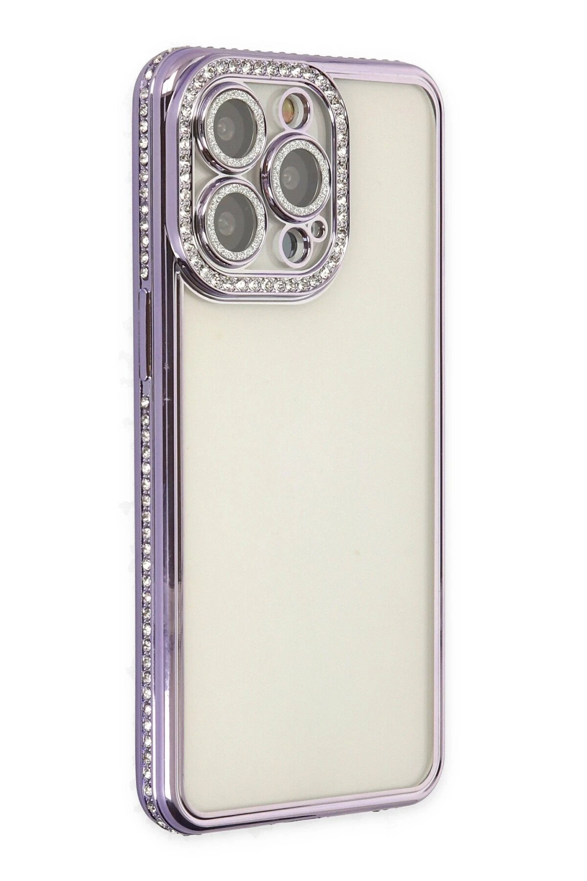 Newface iPhone 14 Pro Kılıf Joke Taşlı Silikon - Mor