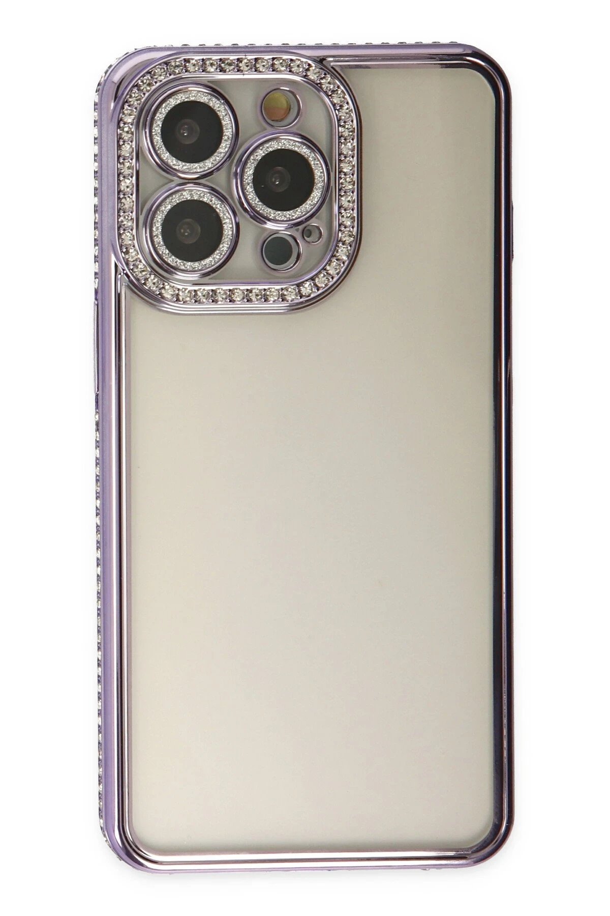 Newface iPhone 14 Pro Kılıf Joke Taşlı Silikon - Mor