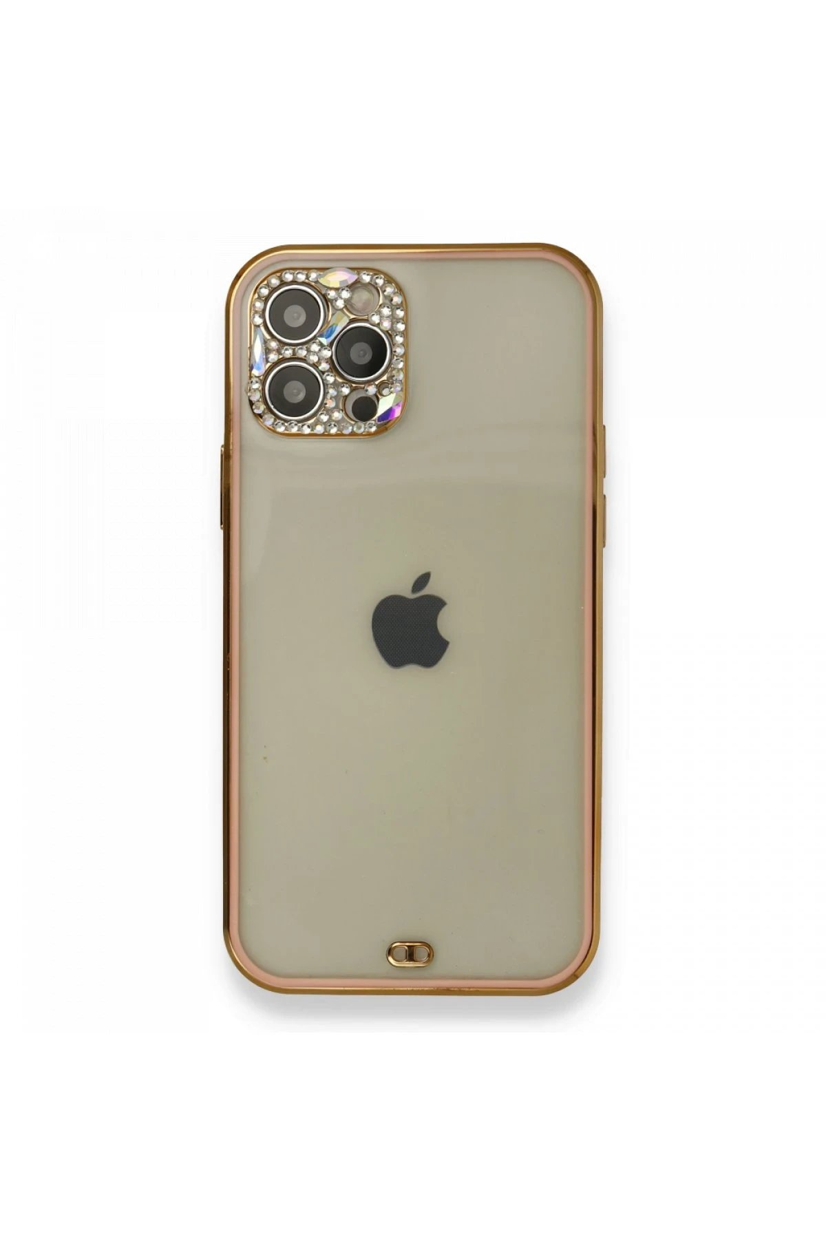 Newface iPhone 12 Pro Kılıf Liva Taşlı Silikon - Pembe