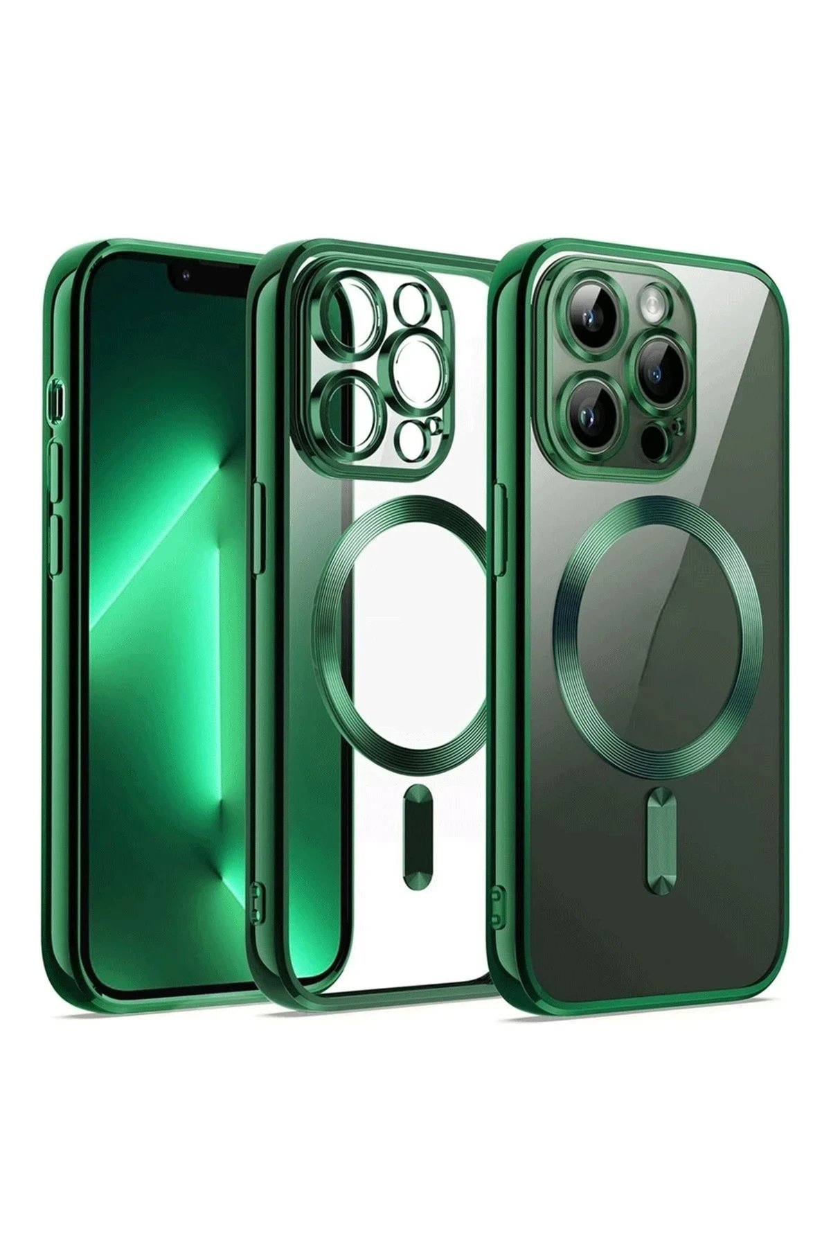 Newface iPhone 12 Pro Kılıf Kross Magneticsafe Kapak - Koyu Yeşil