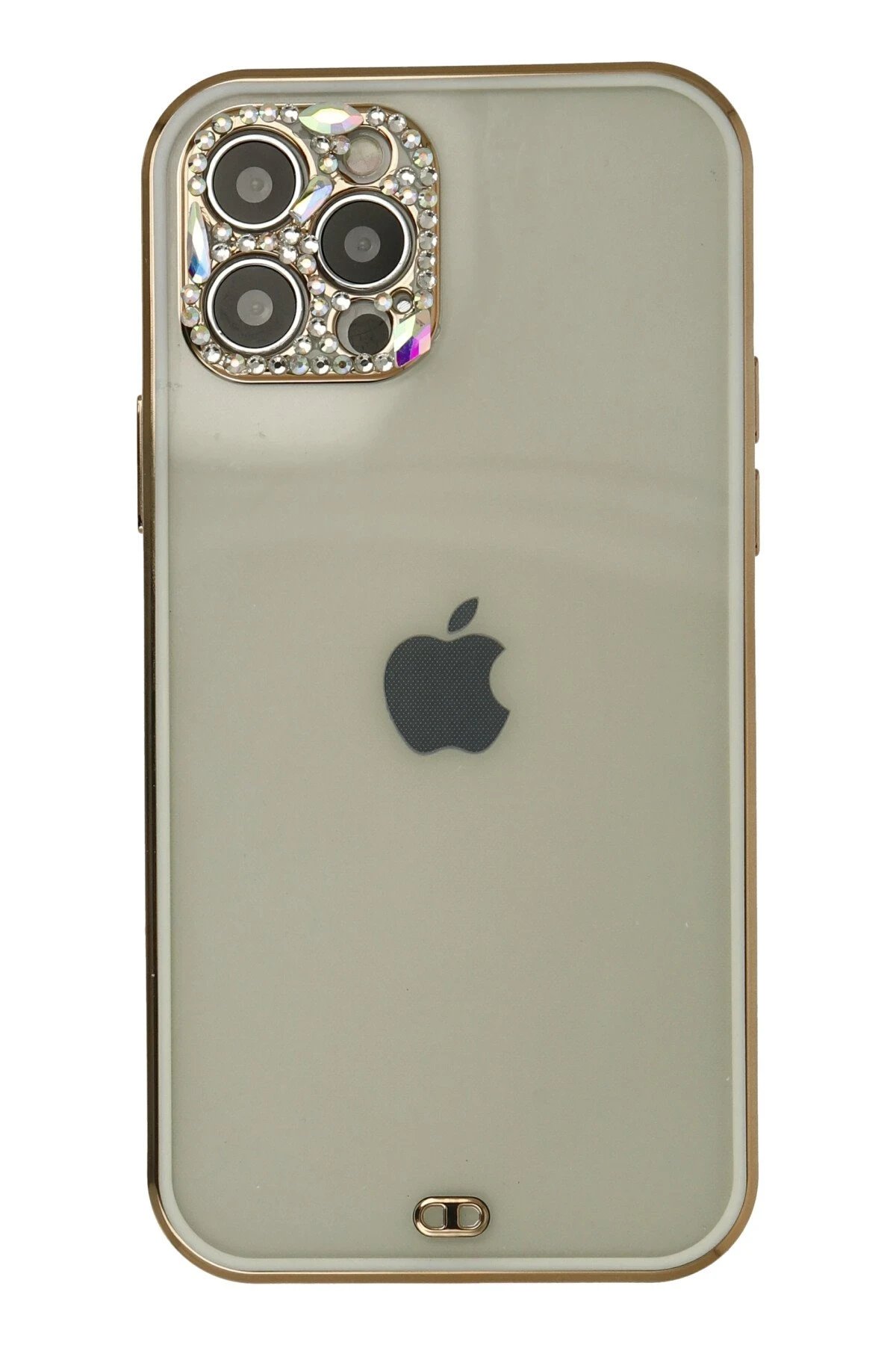 Newface iPhone 12 Pro Max Kılıf Liva Taşlı Silikon - Beyaz