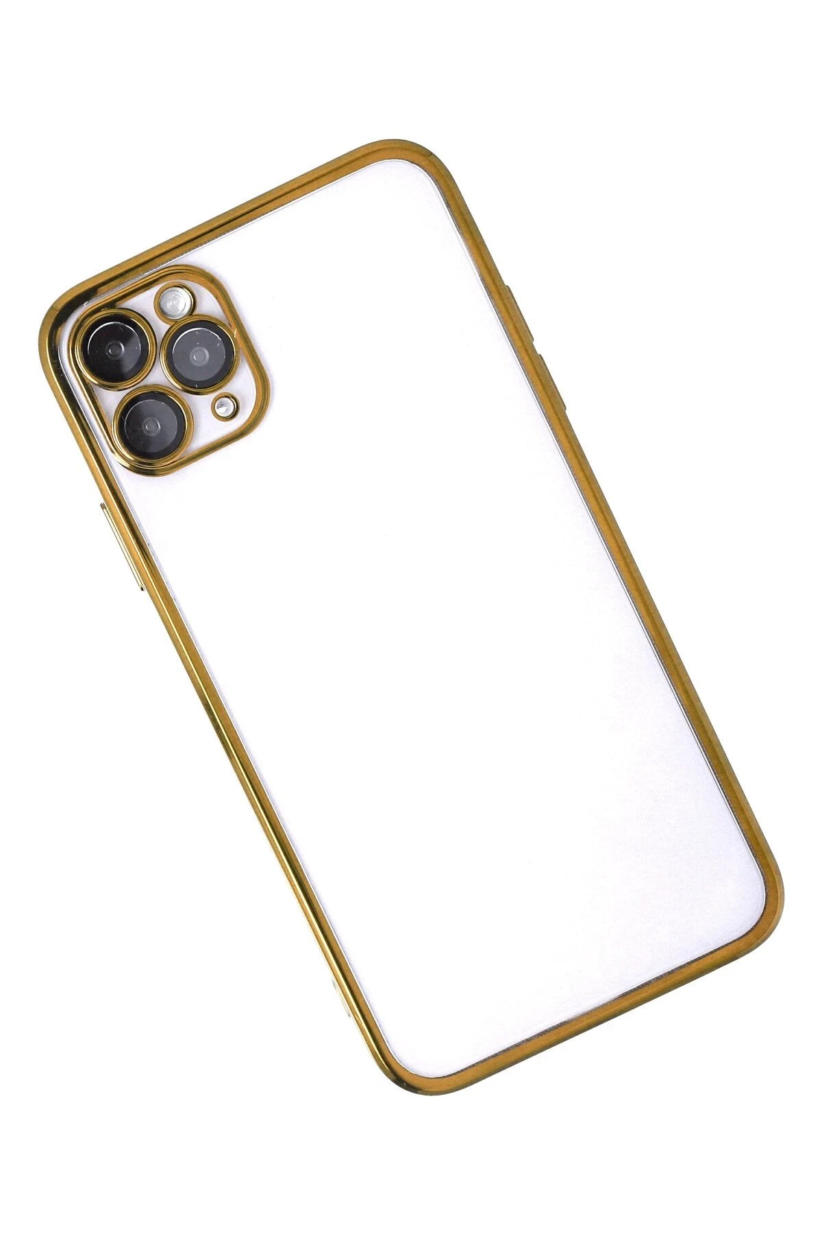 Newface iPhone 11 Pro Max Kılıf Razer Lensli Silikon - Gold