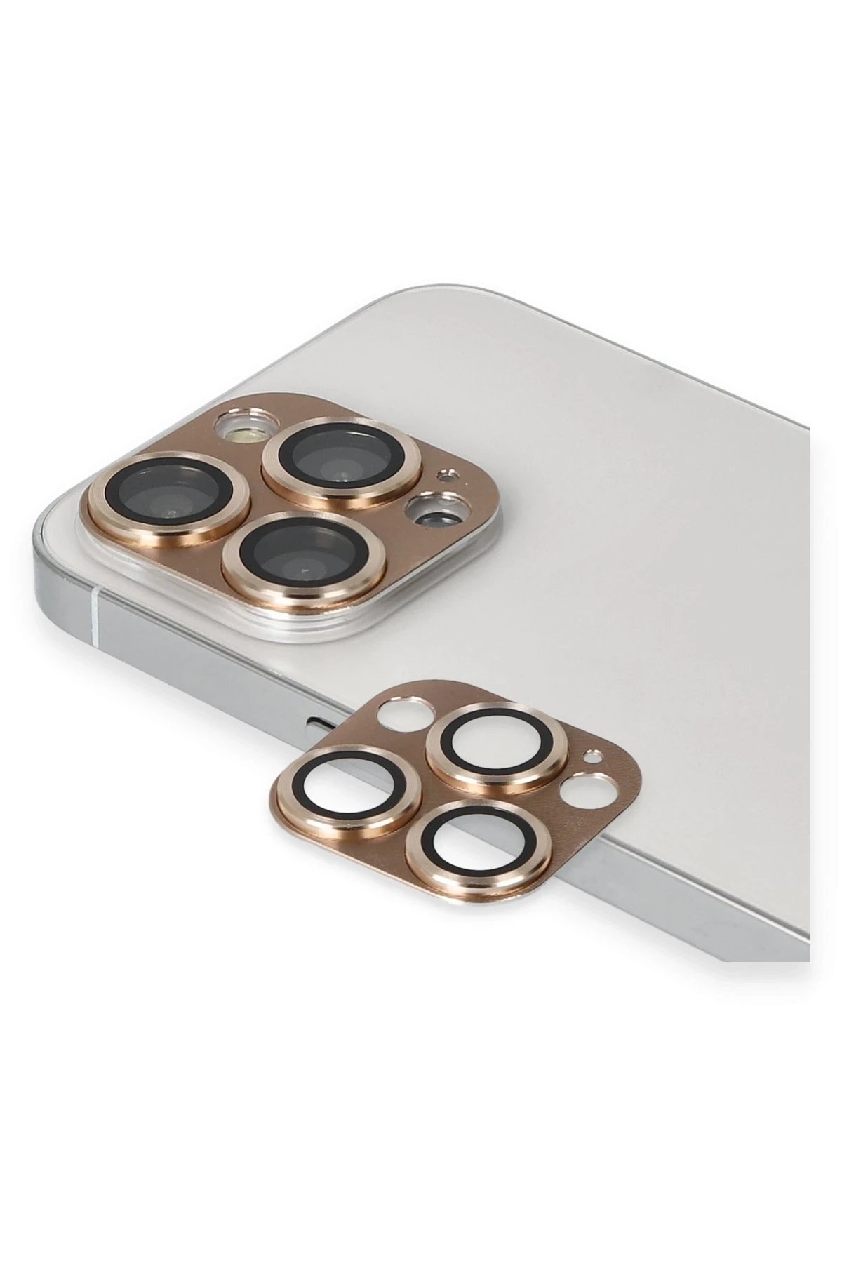 Newface iPhone 13 Pro Max Pers Alüminyum Kamera Lens - Gold