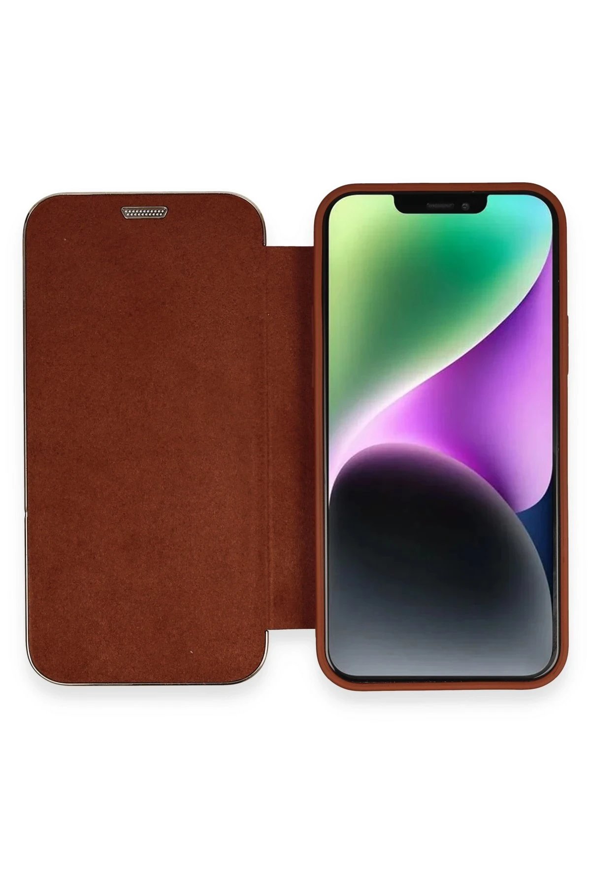 Newface iPhone 11 Kılıf Dolpin Kapaklı - Kahverengi