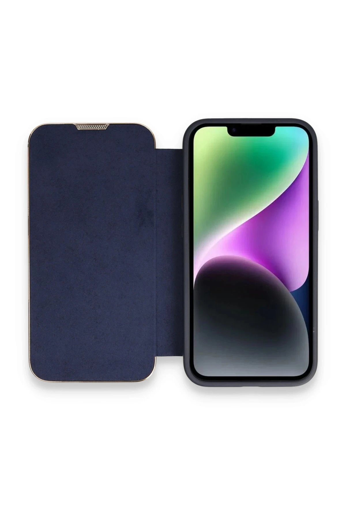 Newface iPhone 13 Pro Kılıf Dolpin Kapaklı - Lacivert