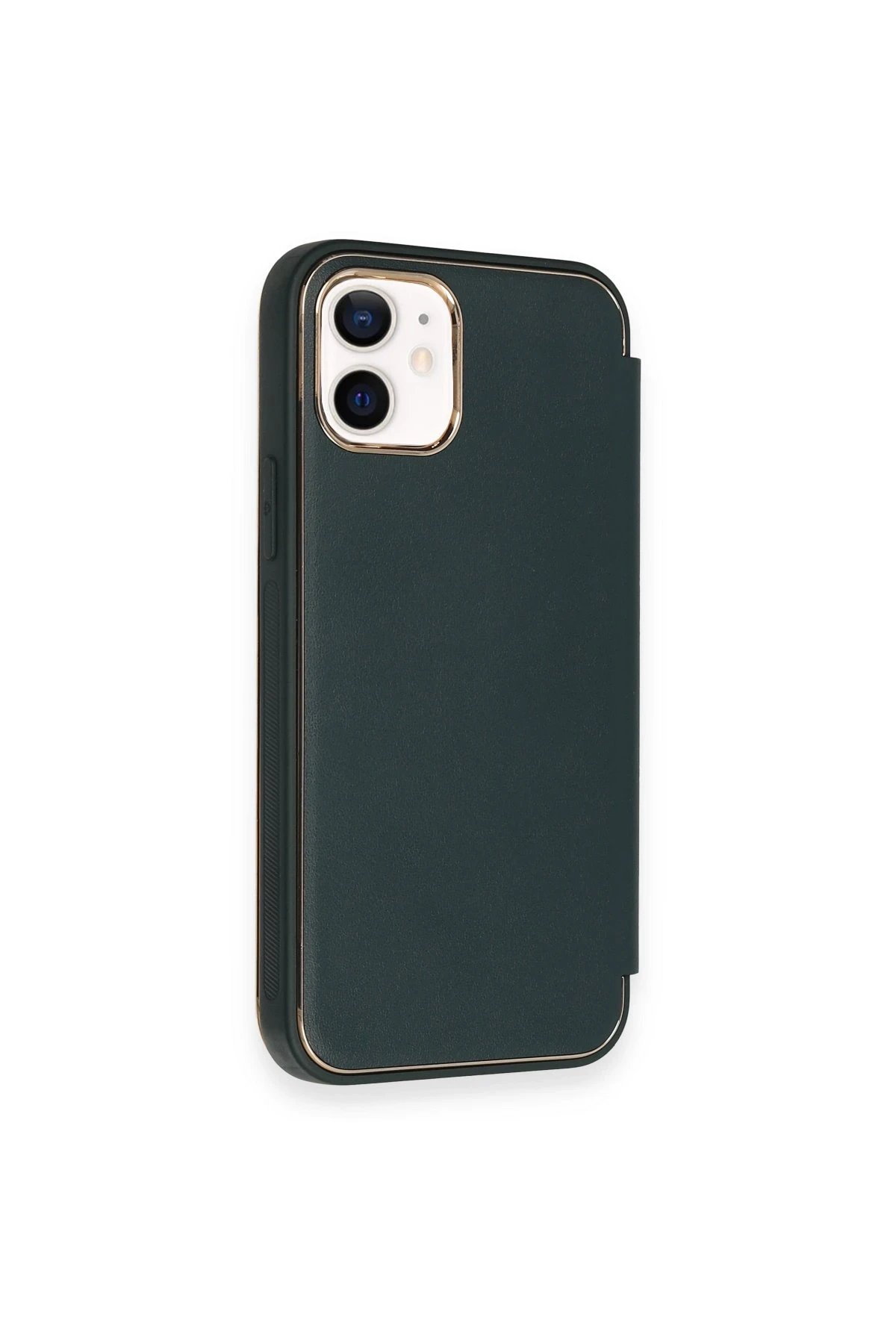 Newface iPhone 12 Kılıf Dolpin Kapaklı - Koyu Yeşil