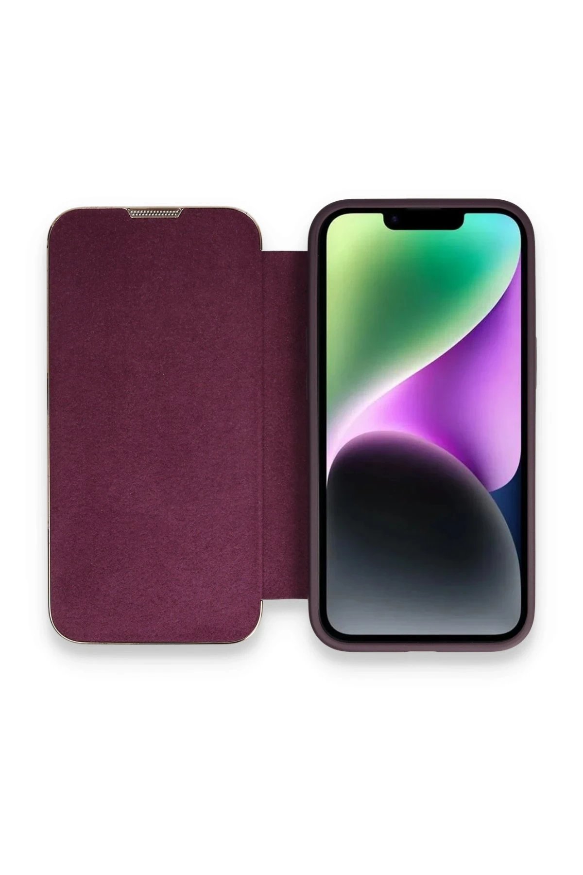 Newface iPhone 14 Kılıf Dolpin Kapaklı - Derin Mor