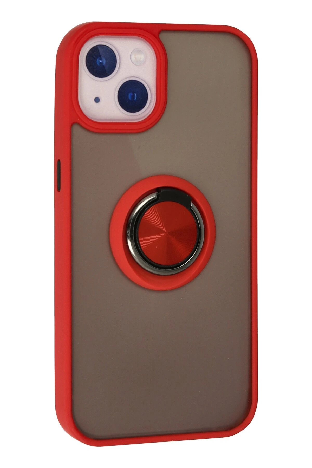 Newface iPhone 13 Kılıf Montreal Yüzüklü Silikon Kapak - Kırmızı