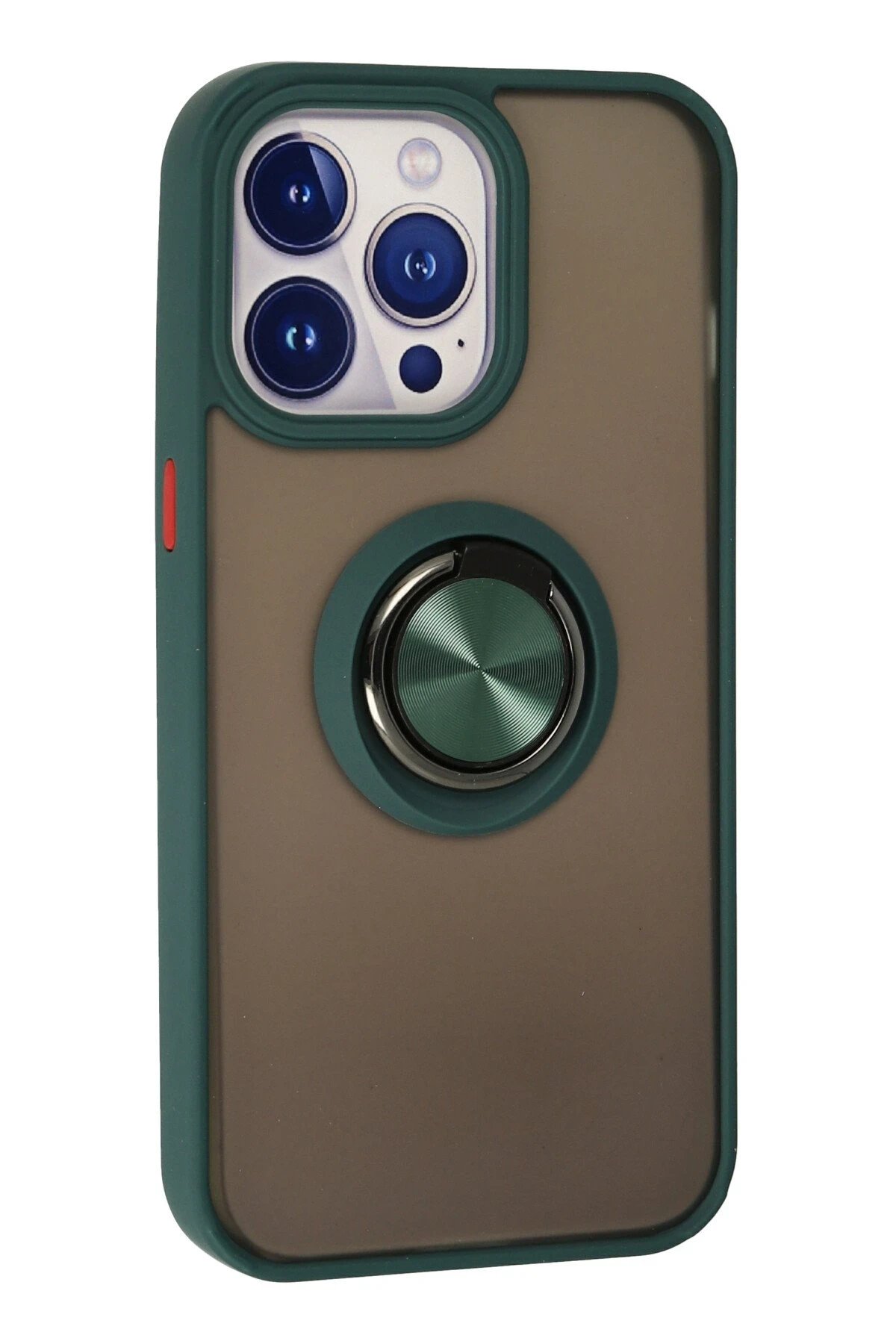 Newface iPhone 13 Pro Kılıf Montreal Yüzüklü Silikon Kapak - Yeşil