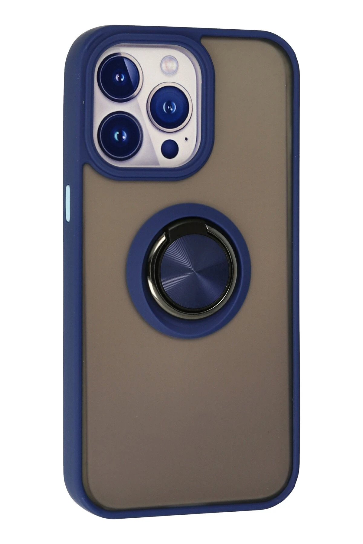 Newface iPhone 13 Pro Kılıf Montreal Yüzüklü Silikon Kapak - Lacivert