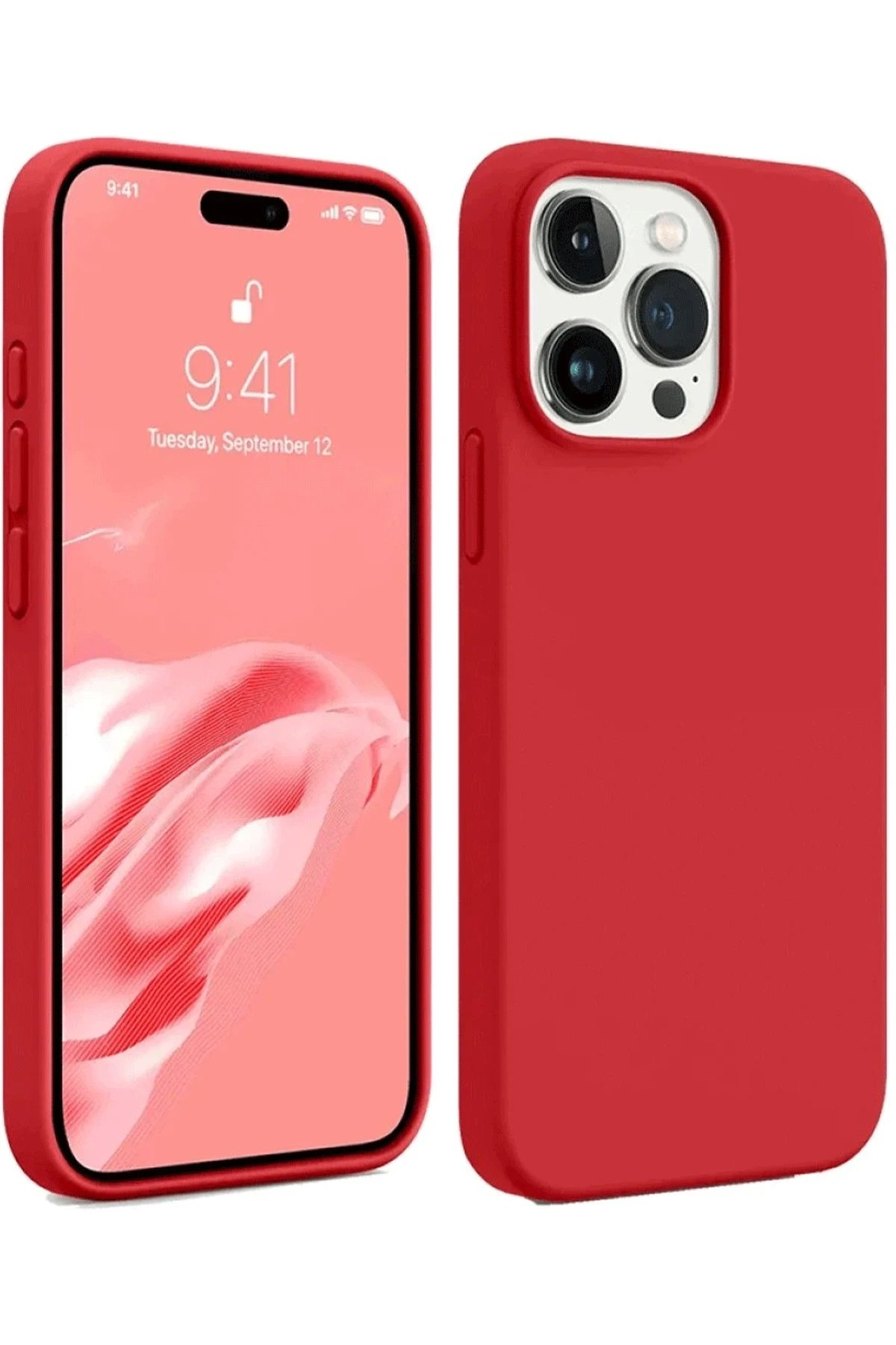 Newface iPhone 15 Pro Max Kılıf First Silikon - Kırmızı