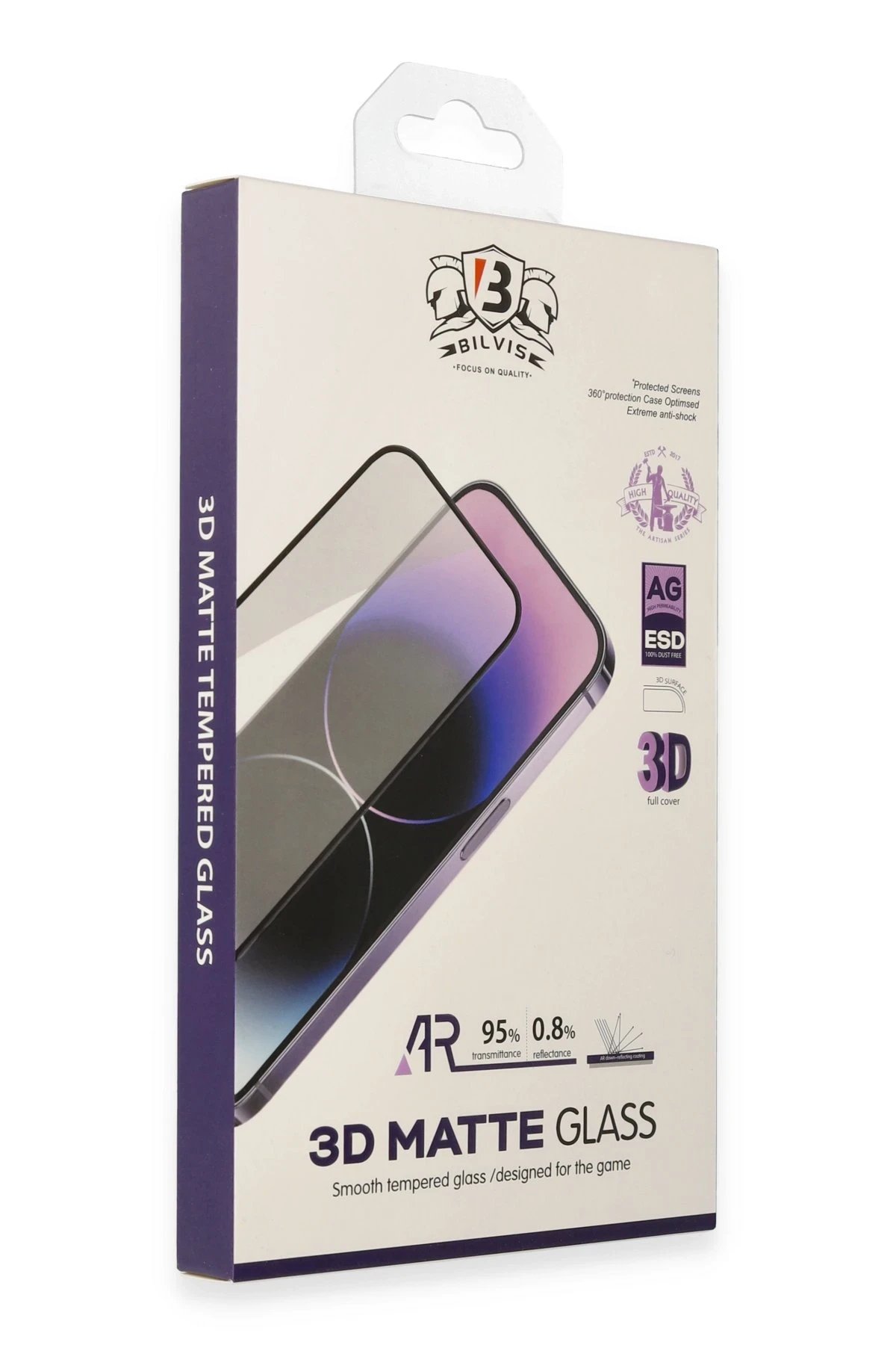 Newface iPhone 15 Pro Bilvis 3D Mat Cam Ekran Koruyucu