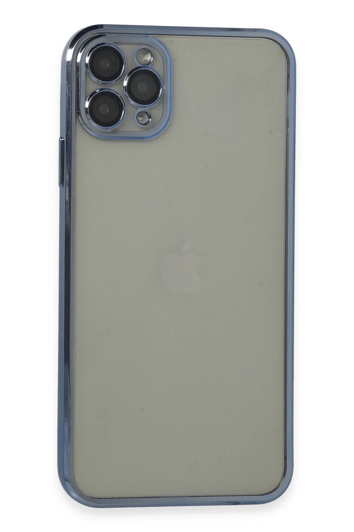 Newface iPhone 11 Pro Max Kılıf Razer Lensli Silikon - Açık Mavi