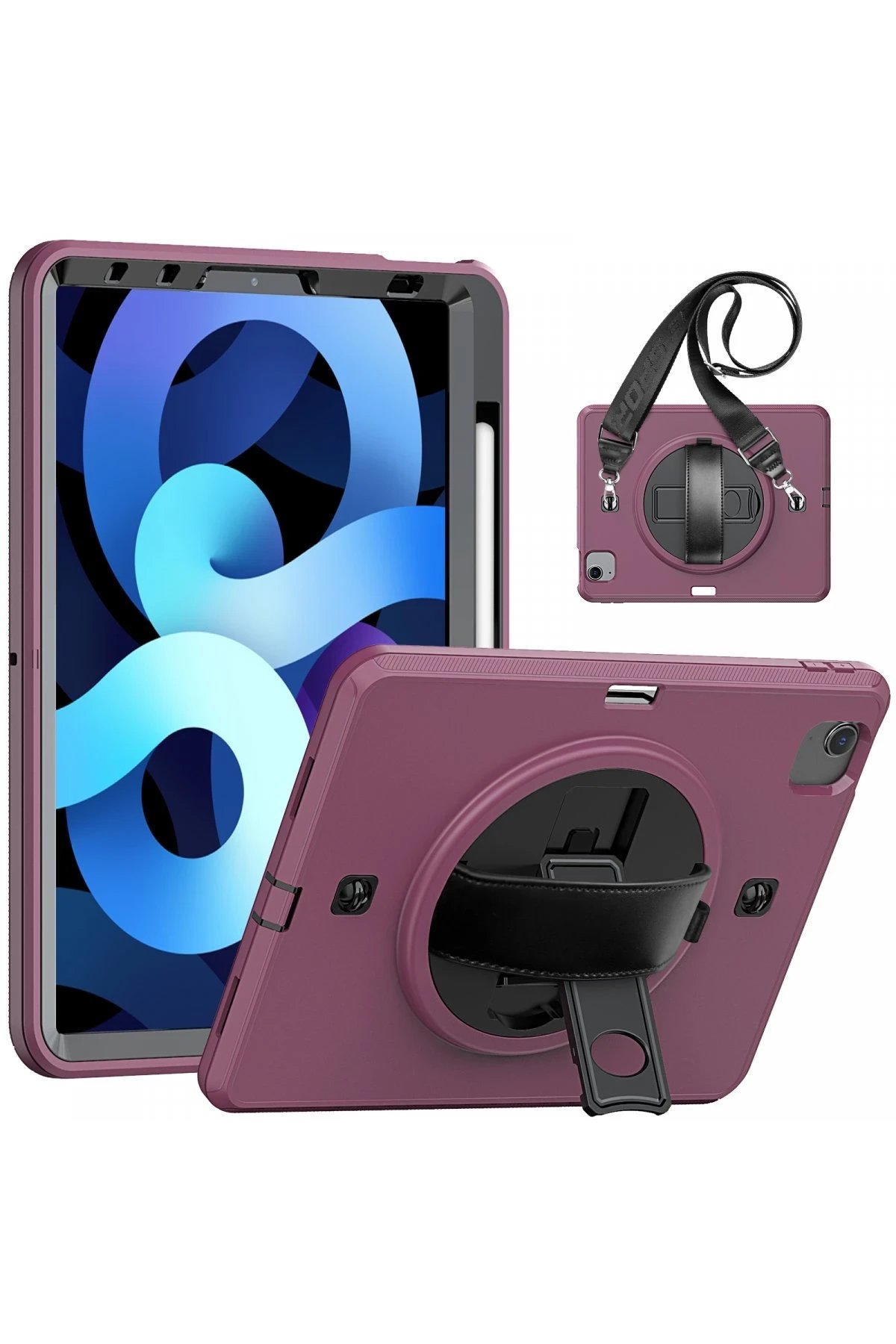 Newface iPad Pro 11 (2020) Kılıf Strap-C Otterbox Tablet Kapak - Mürdüm