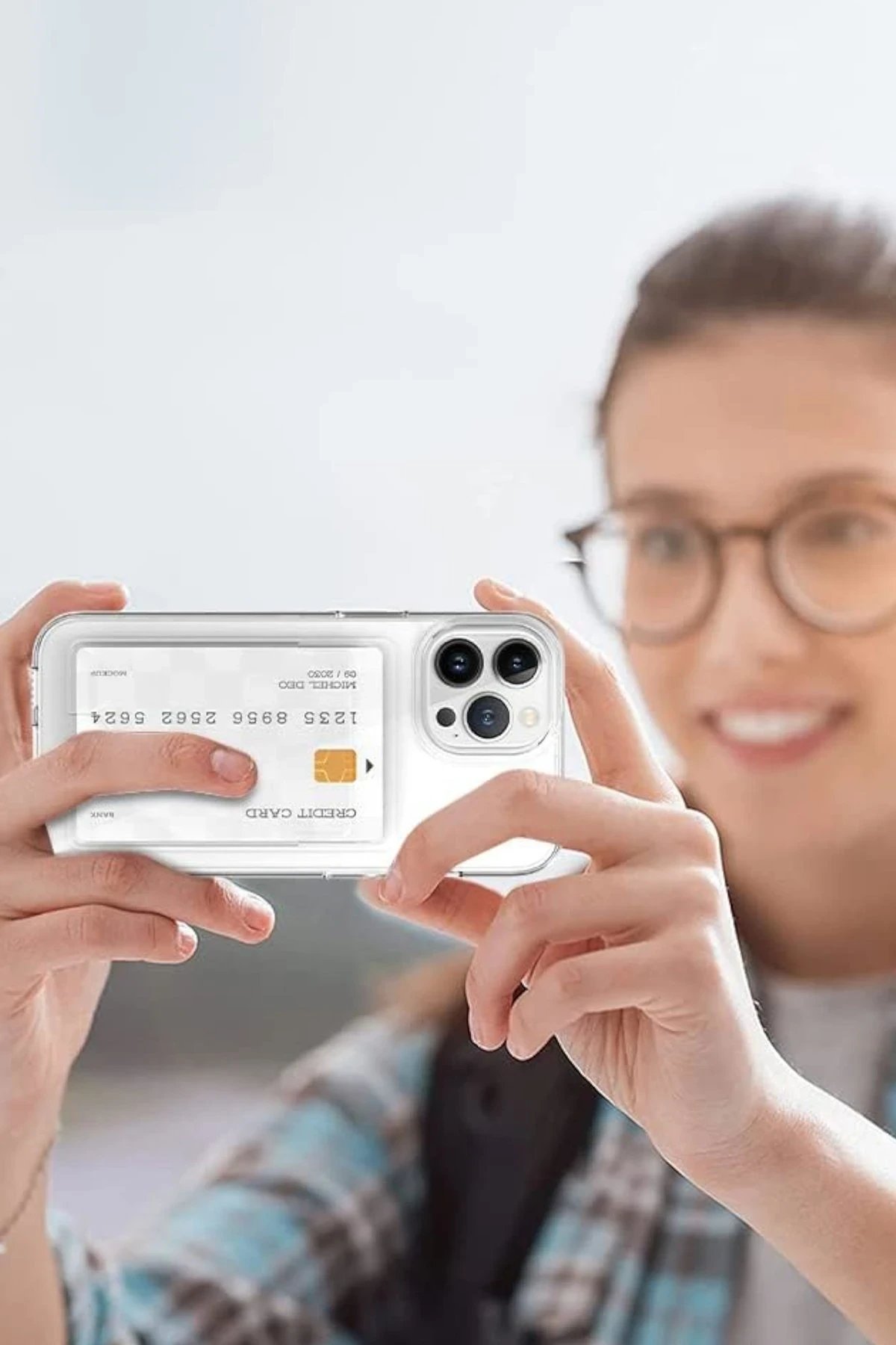 Newface iPhone 13 Kılıf Kart Şeffaf Silikon - Şeffaf